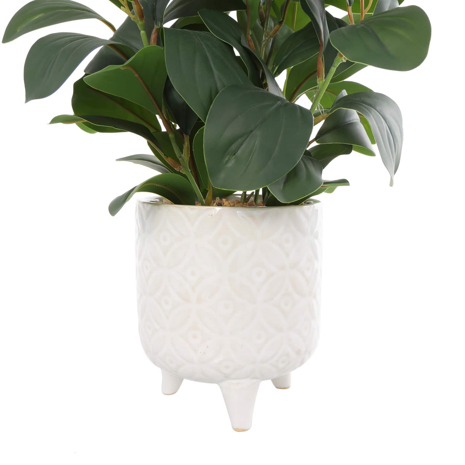 14" Faux Foliage Artificial Plant in White Pot