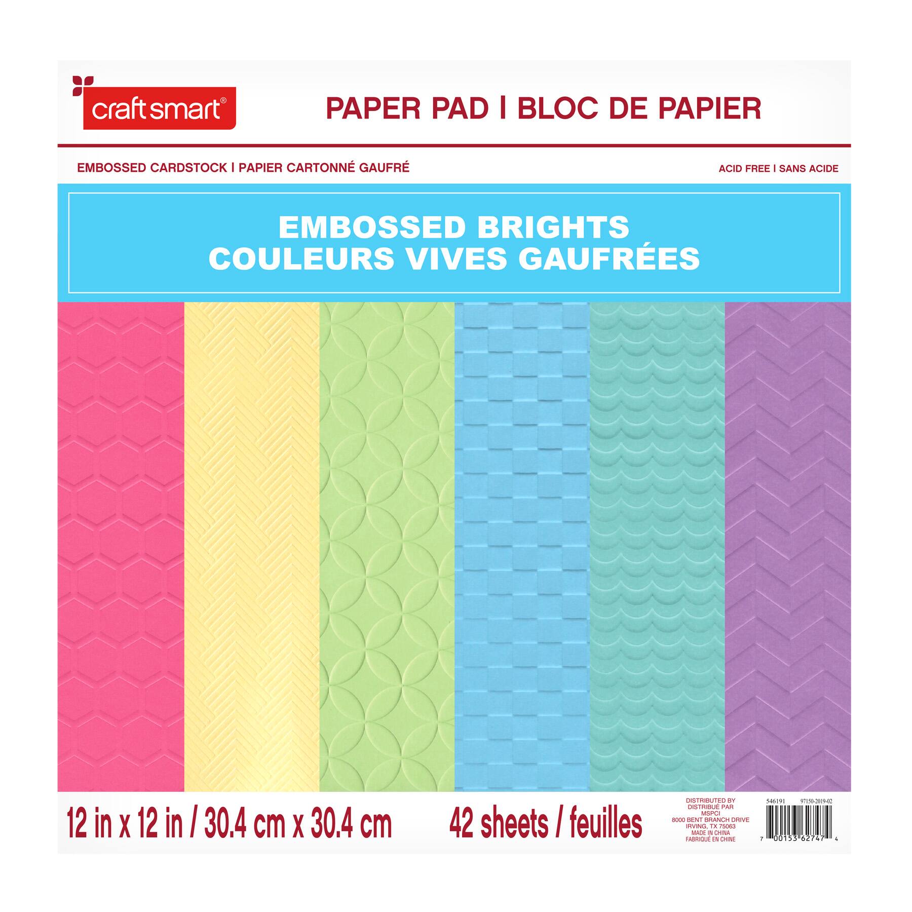 Find the Embossed Brights Paper Pad by Craft Smart™, 12" x 12" at Michaels