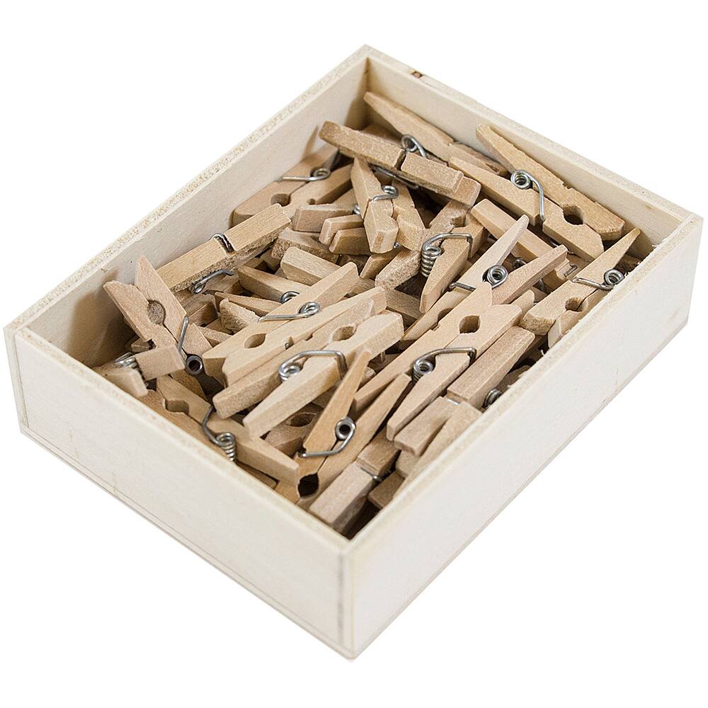 JAM Paper 1.125&#x22; Wood Clip Clothespins, 100ct.