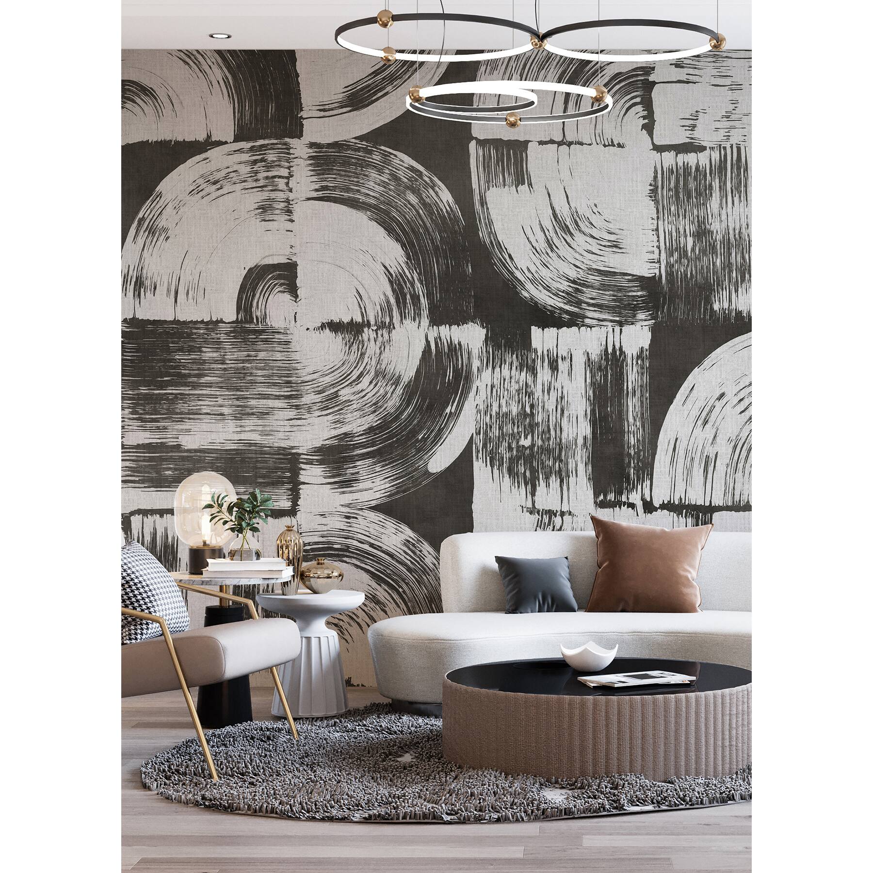 Katie Hunt Charcoal Gray Brushstrokes Wall Mural