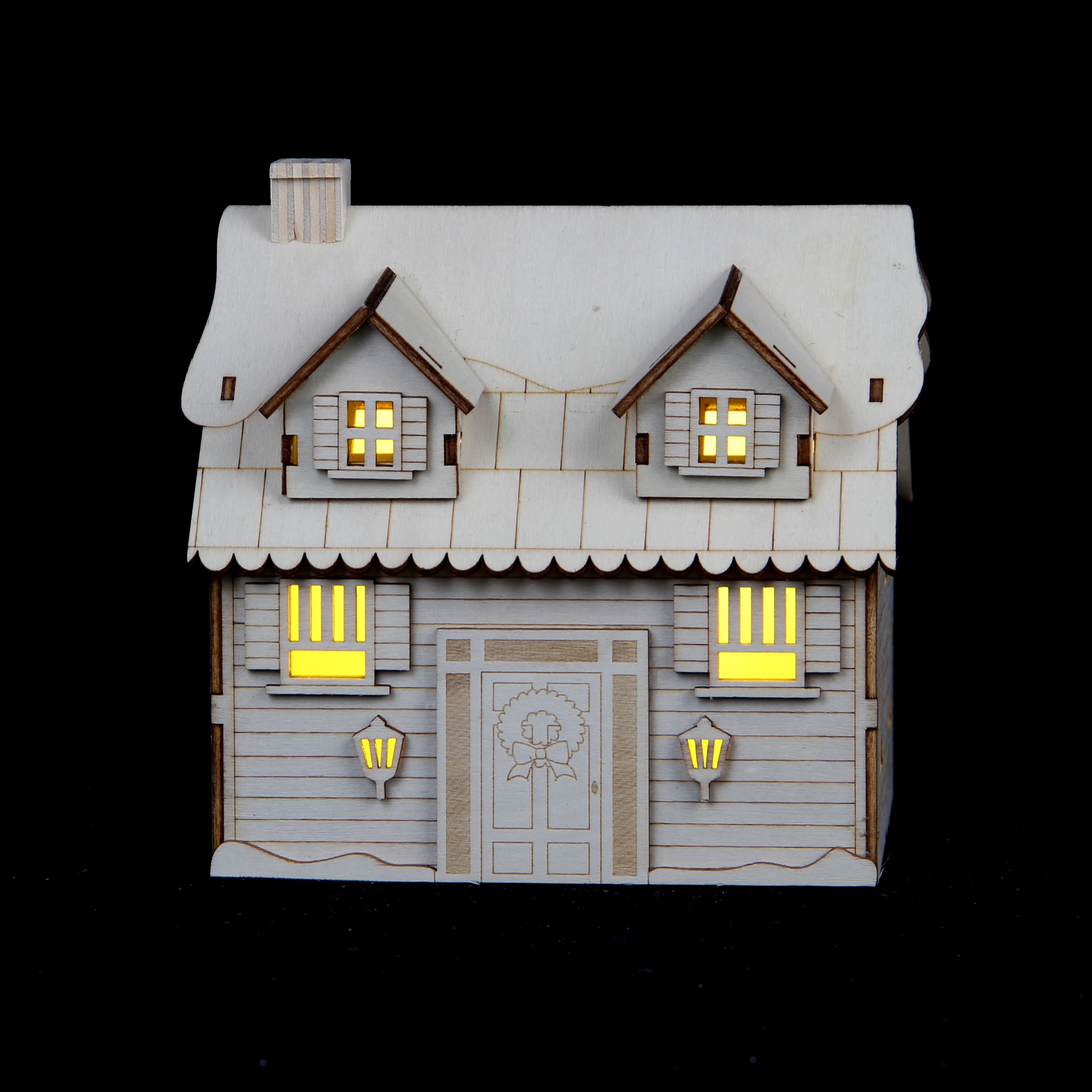 6&#x22; Unfinished Snowy House DIY LED Wood D&#xE9;cor by Make Market&#xAE;