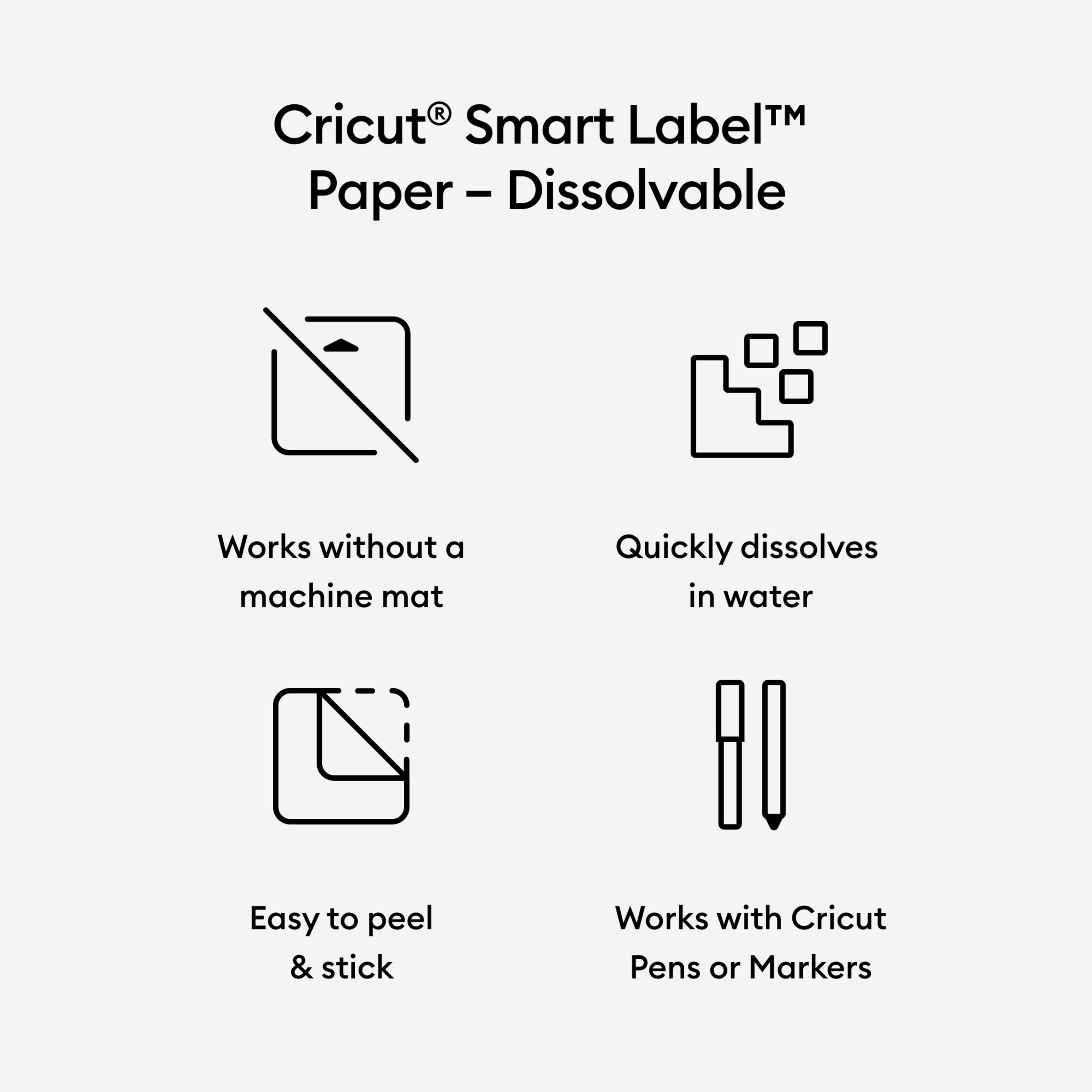 Cricut® Smart Label™ 13" x 24" Dissolvable Paper, White