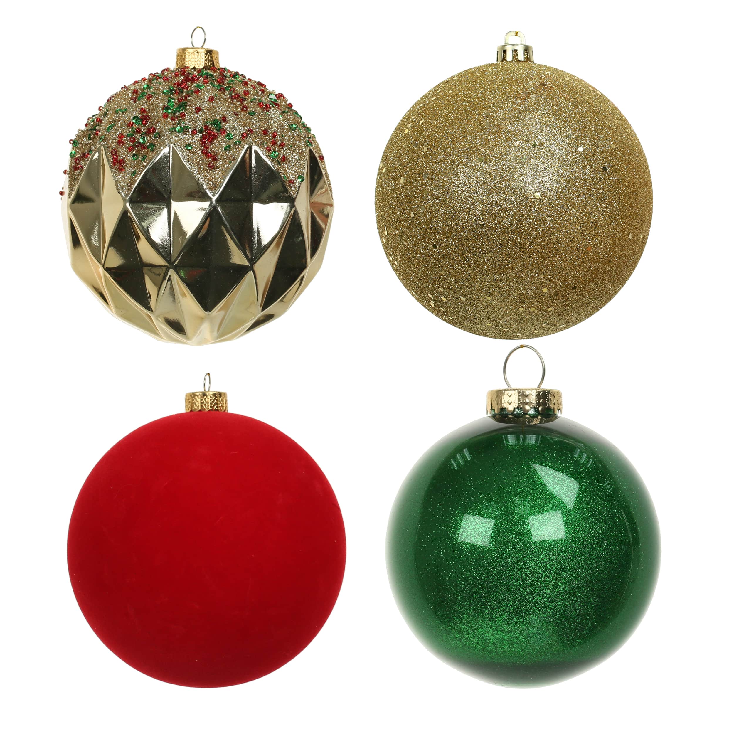 Assorted 4 Pack 4.7&#x22; Red, Green &#x26; Gold Peppermint Lane Shatterproof Ball Ornaments, 1pc. by Ashland&#xAE;