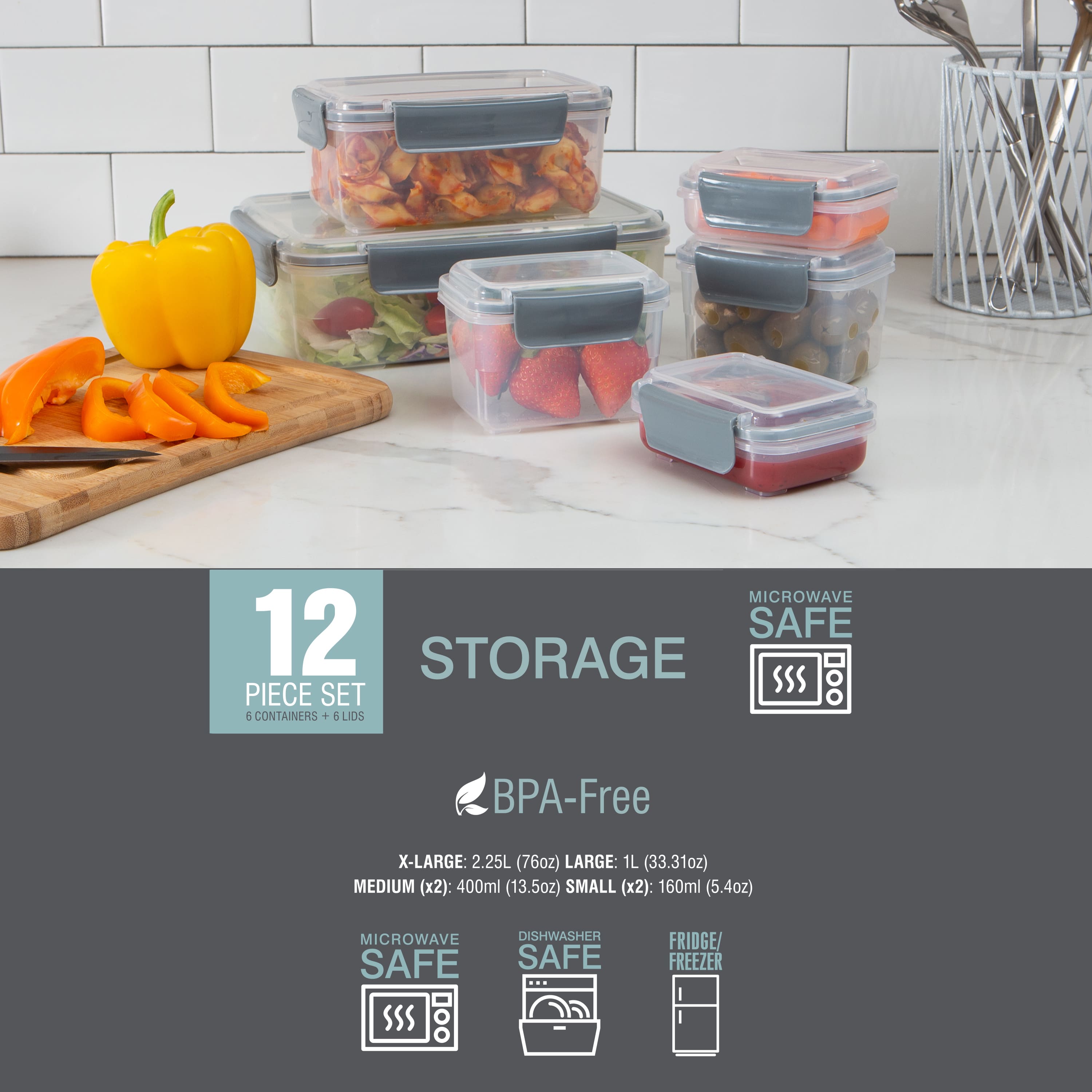 Kitchen Details 12-Piece Airtight Food Storage Container Set