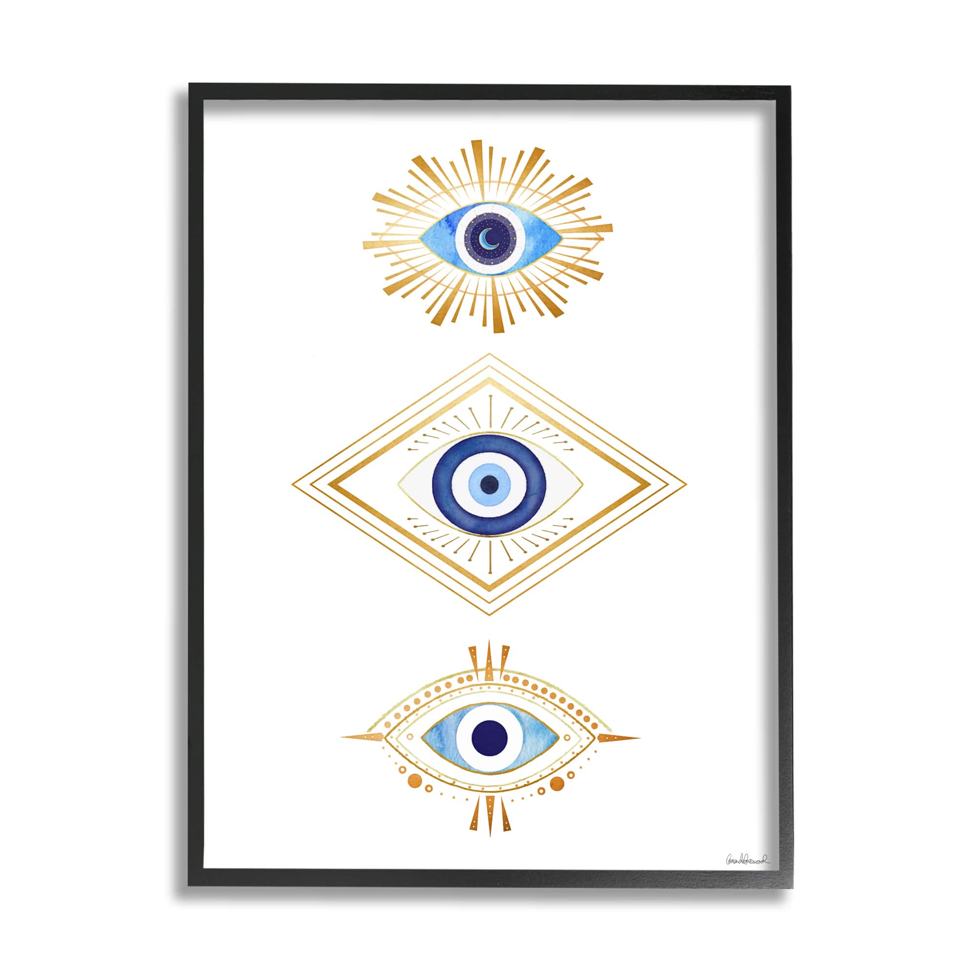Stupell Industries Eye Of Providence Abstract Deco Arrangement Vivid Blue Framed Wall Art