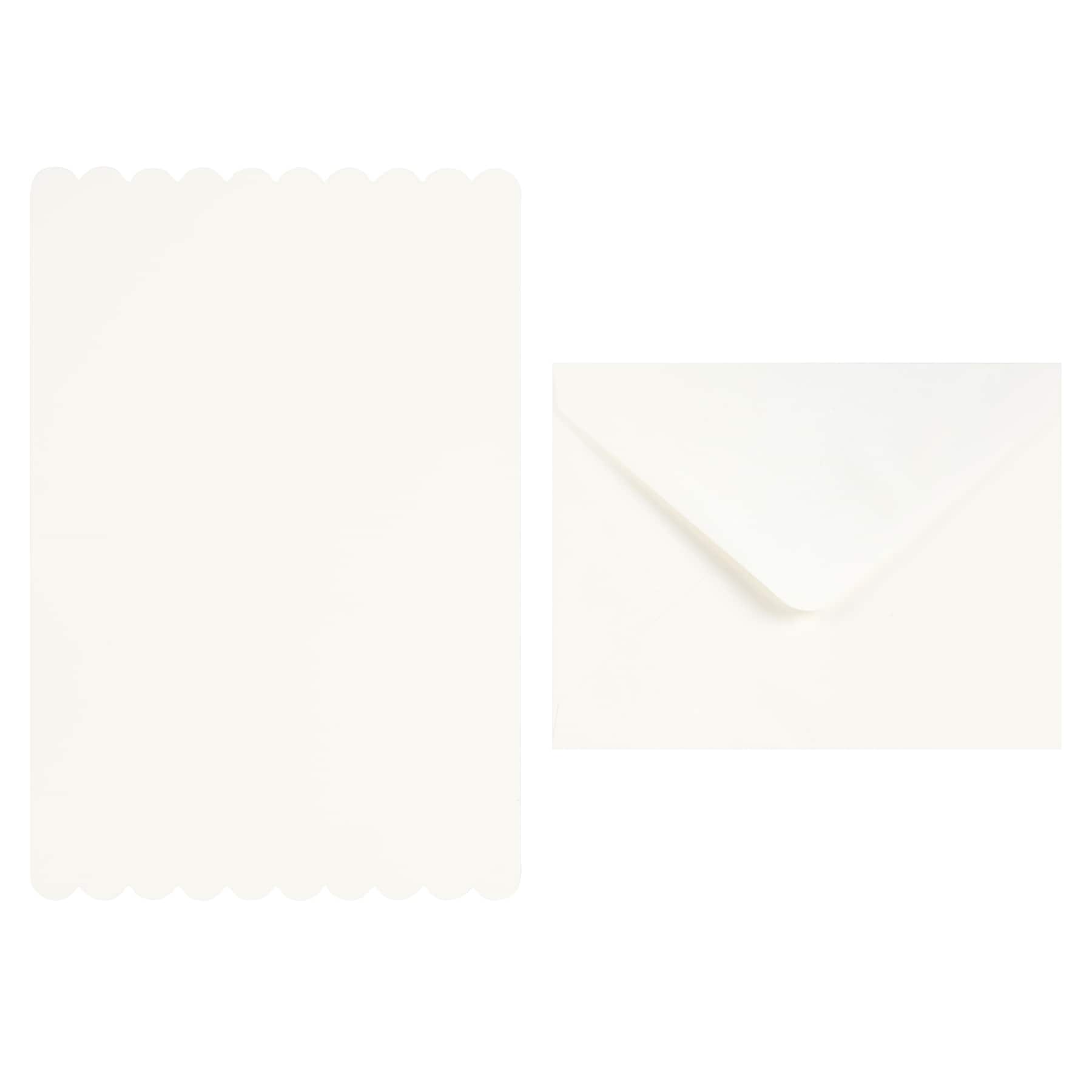 12 Packs: 10 ct. (120 total) 4.25&#x22; x 5.5&#x22; Ivory Scalloped Cards &#x26; Envelopes by Recollections&#x2122;