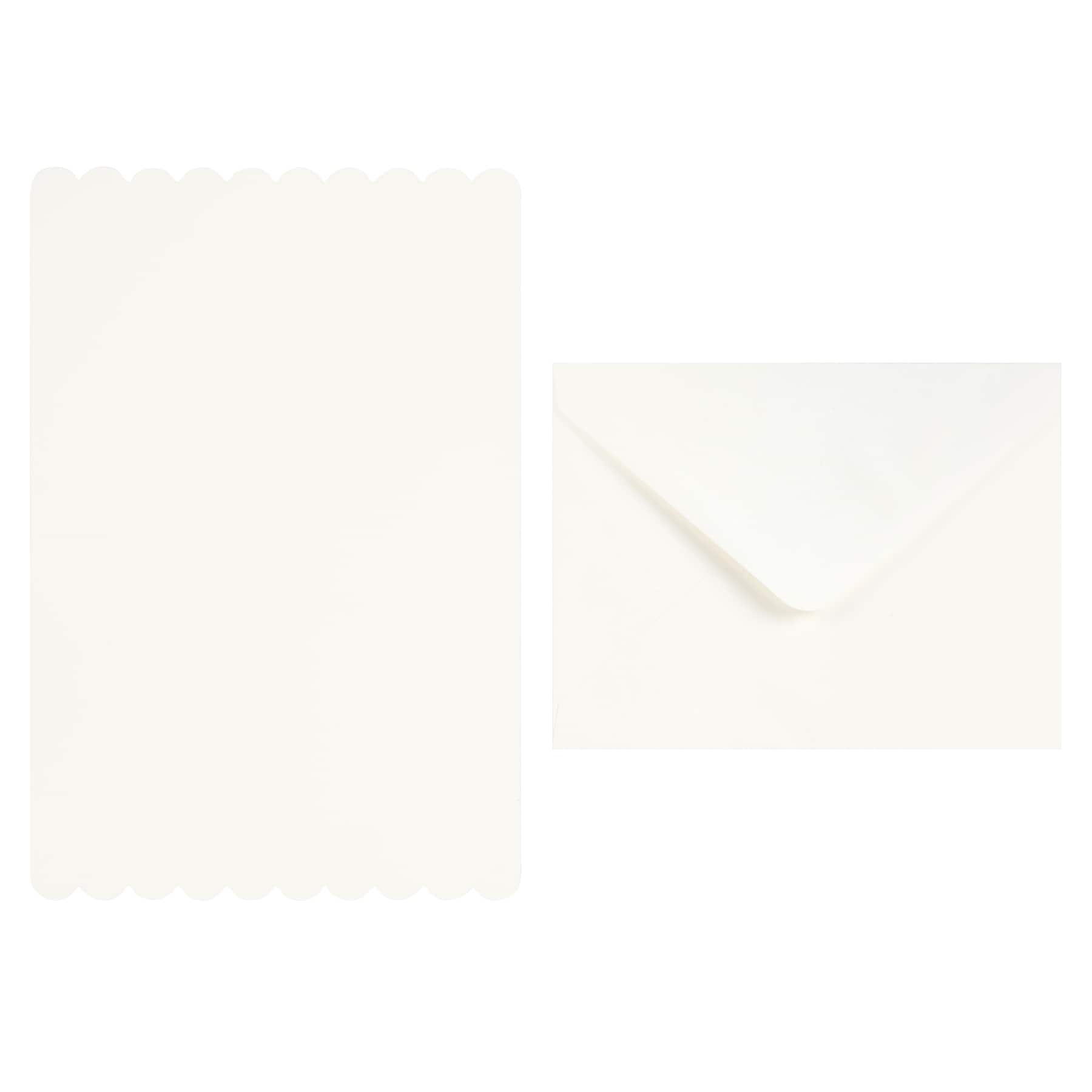 12 Packs: 10 ct. (120 total) 4.25" x 5.5" Ivory Scalloped Cards & Envelopes by Recollections™