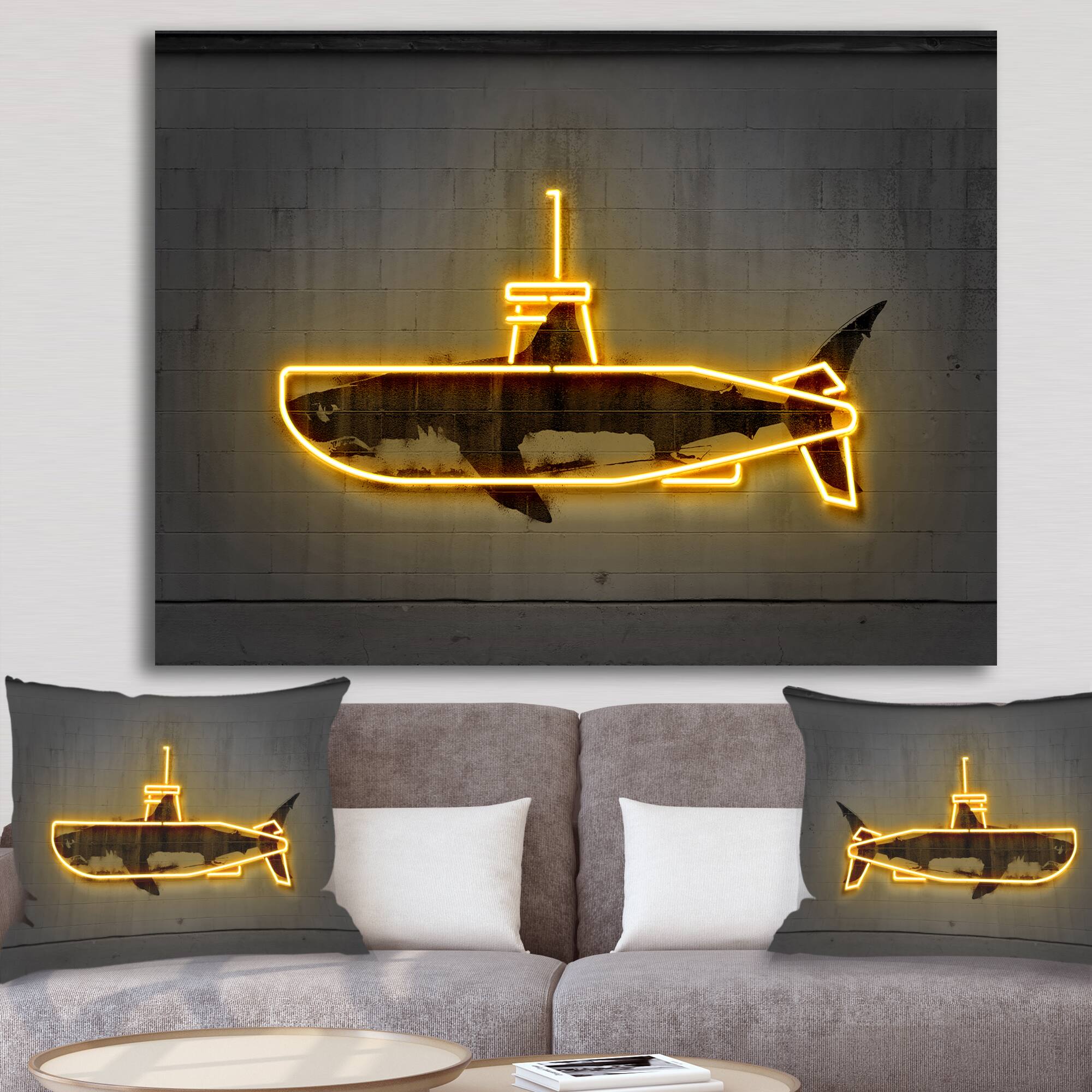 Designart - Yellow submarine - Modern &#x26; Contemporary Canvas Artwork