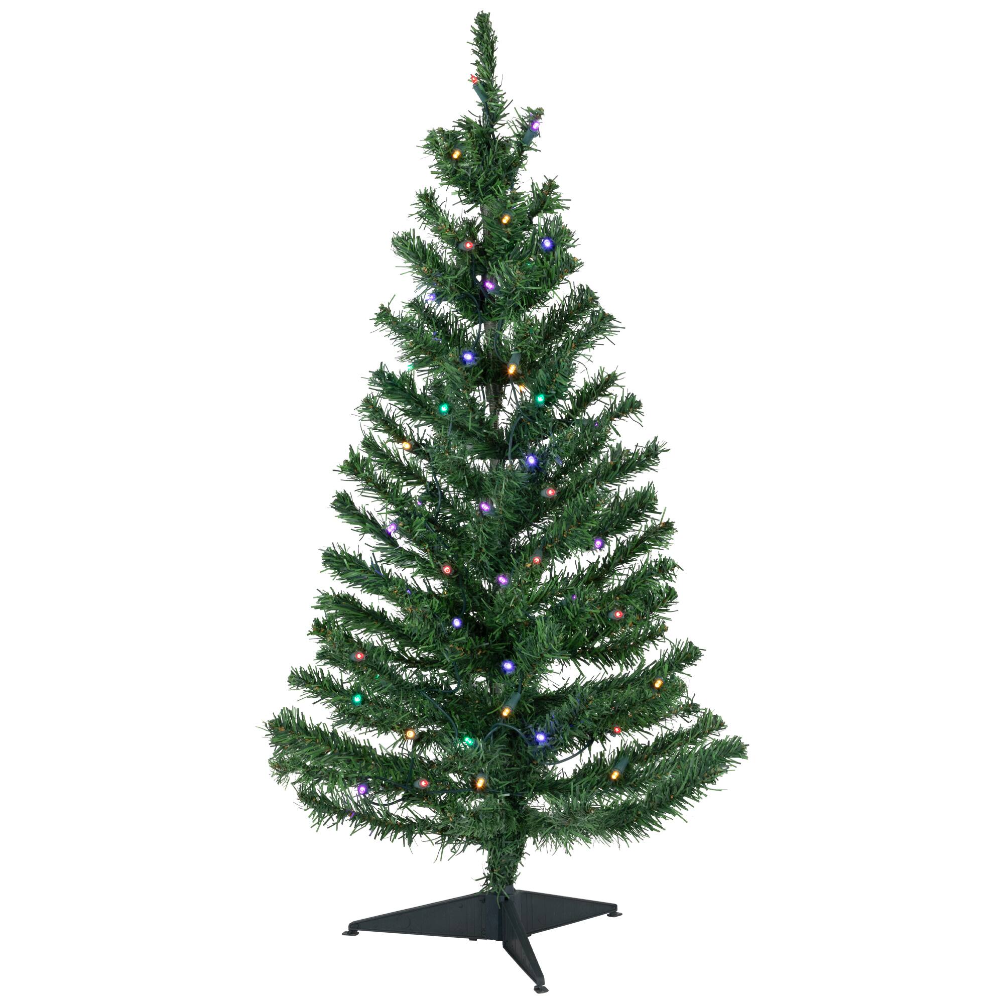 3ft. Pre-Lit Medium Mixed Classic Pine Artificial Christmas Tree, Multicolor LED Lights