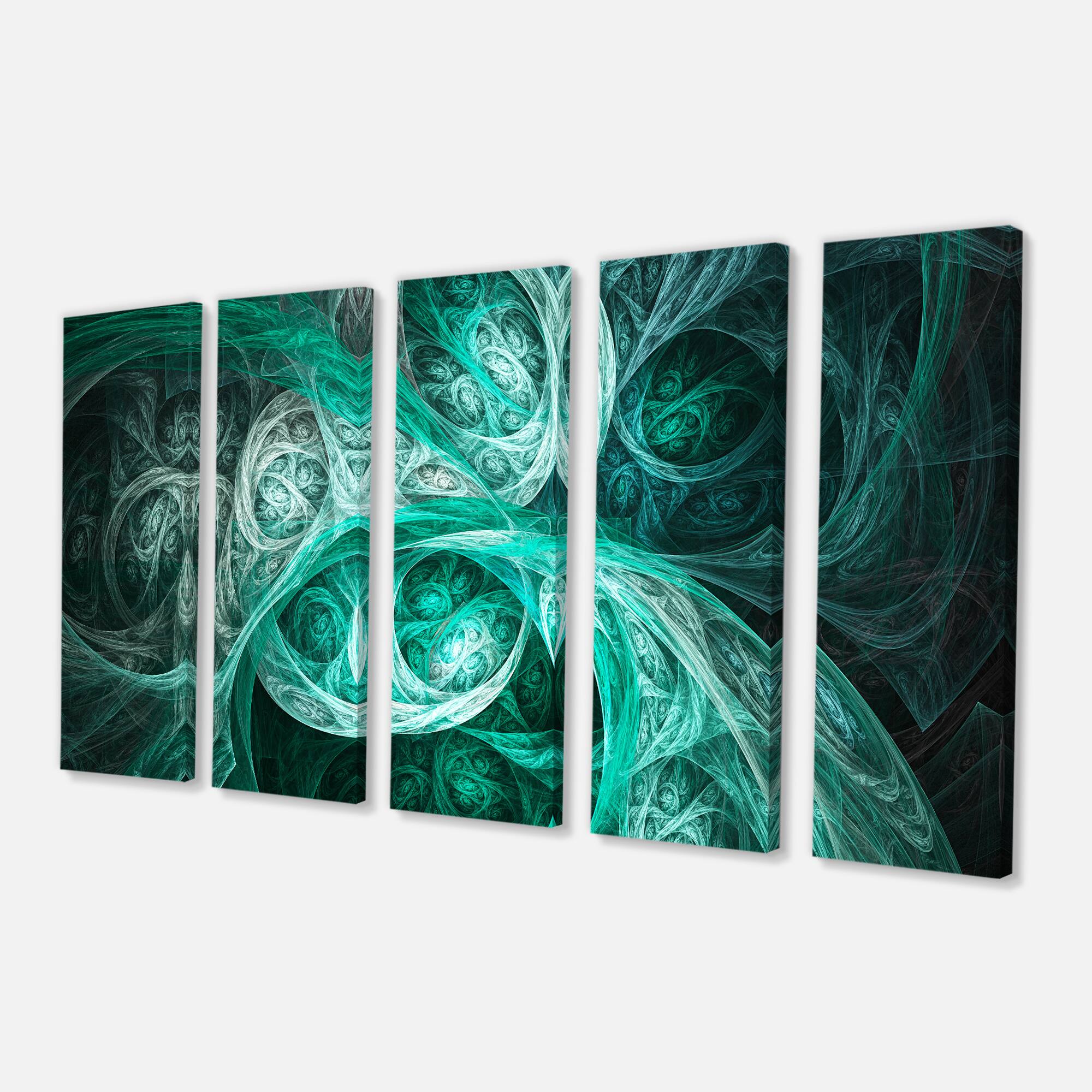 Designart - Mystic Turquoise Fractal - Abstract Wall Art Canvas