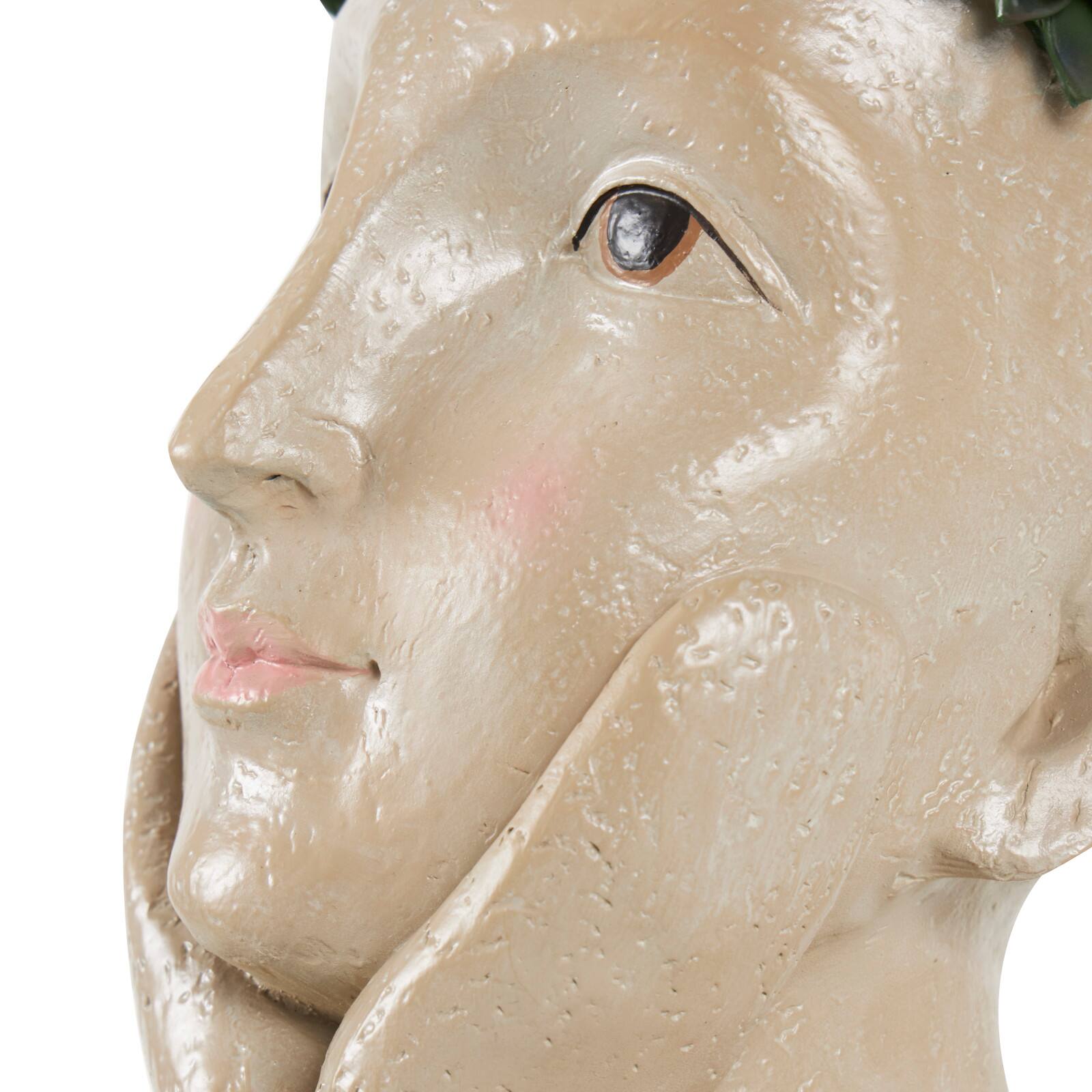 17" Woman Bust Planter with Succulent Crown