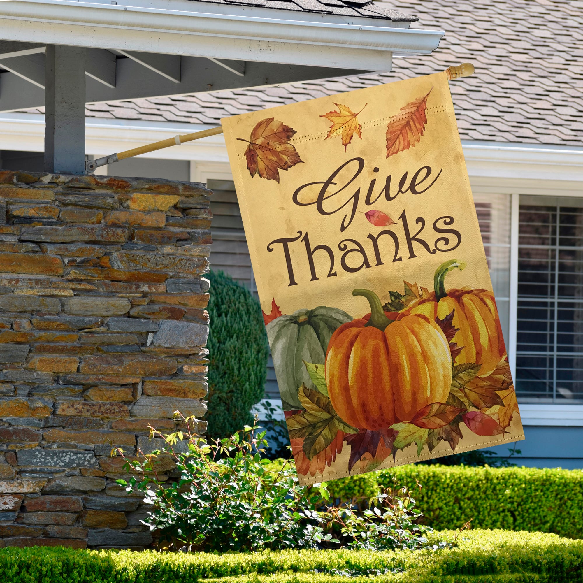40&#x22; Give Thanks Autumn Harvest Garden Flag