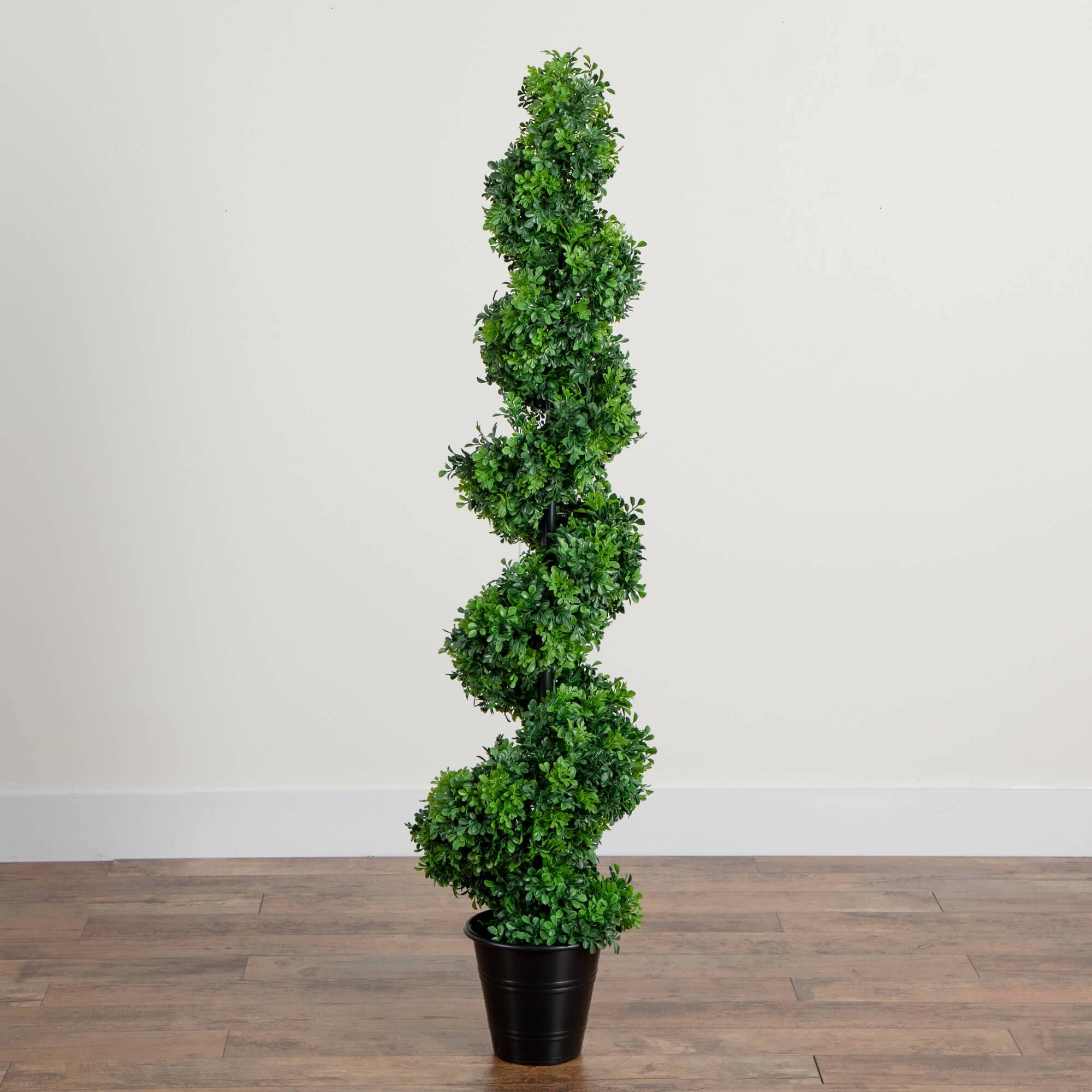 5ft. UV-Resistant Boxwood Spiral Topiary Artificial Tree in Decorative Planter