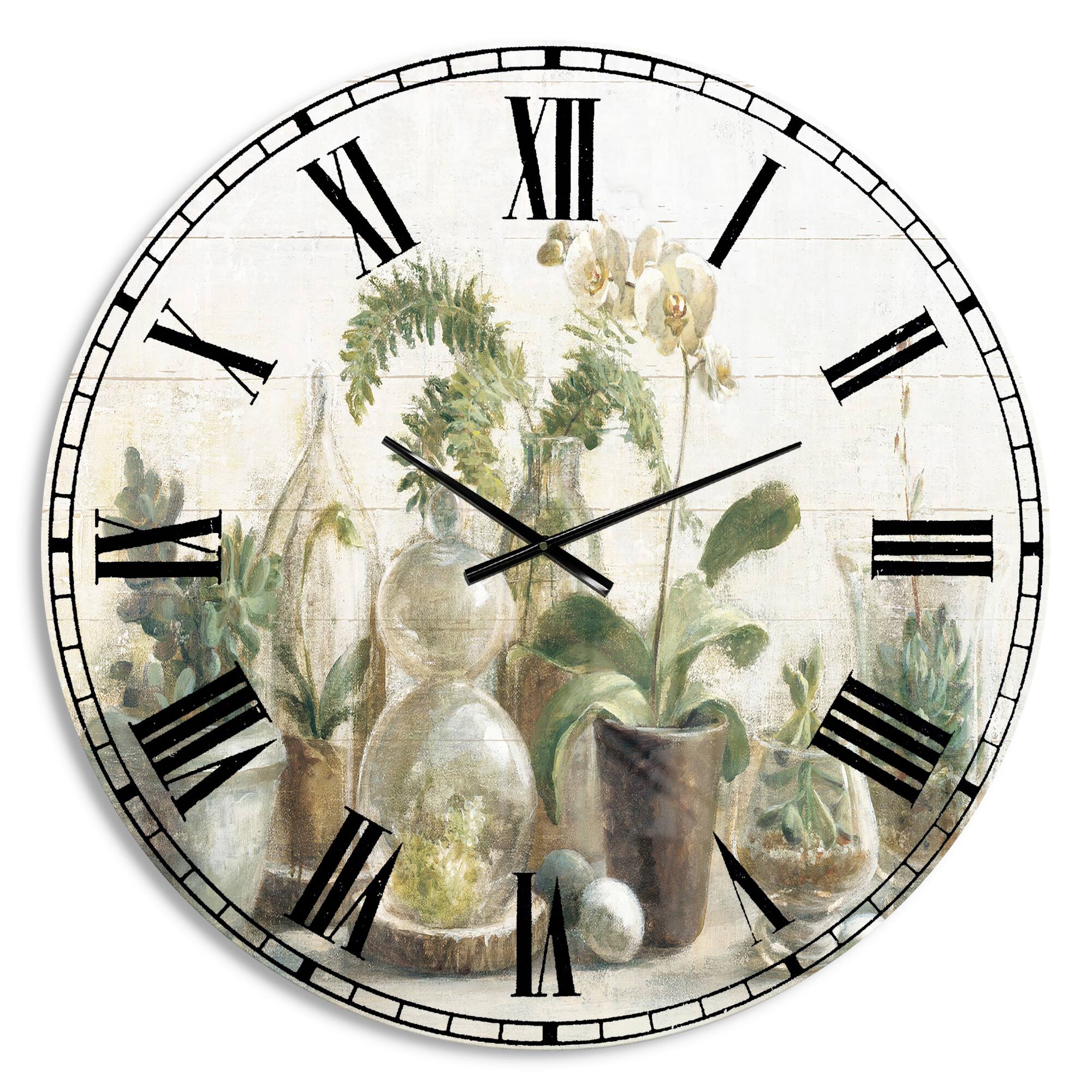 Designart &#x27;Greenhouse Orchids Farmhouse Wall Clock