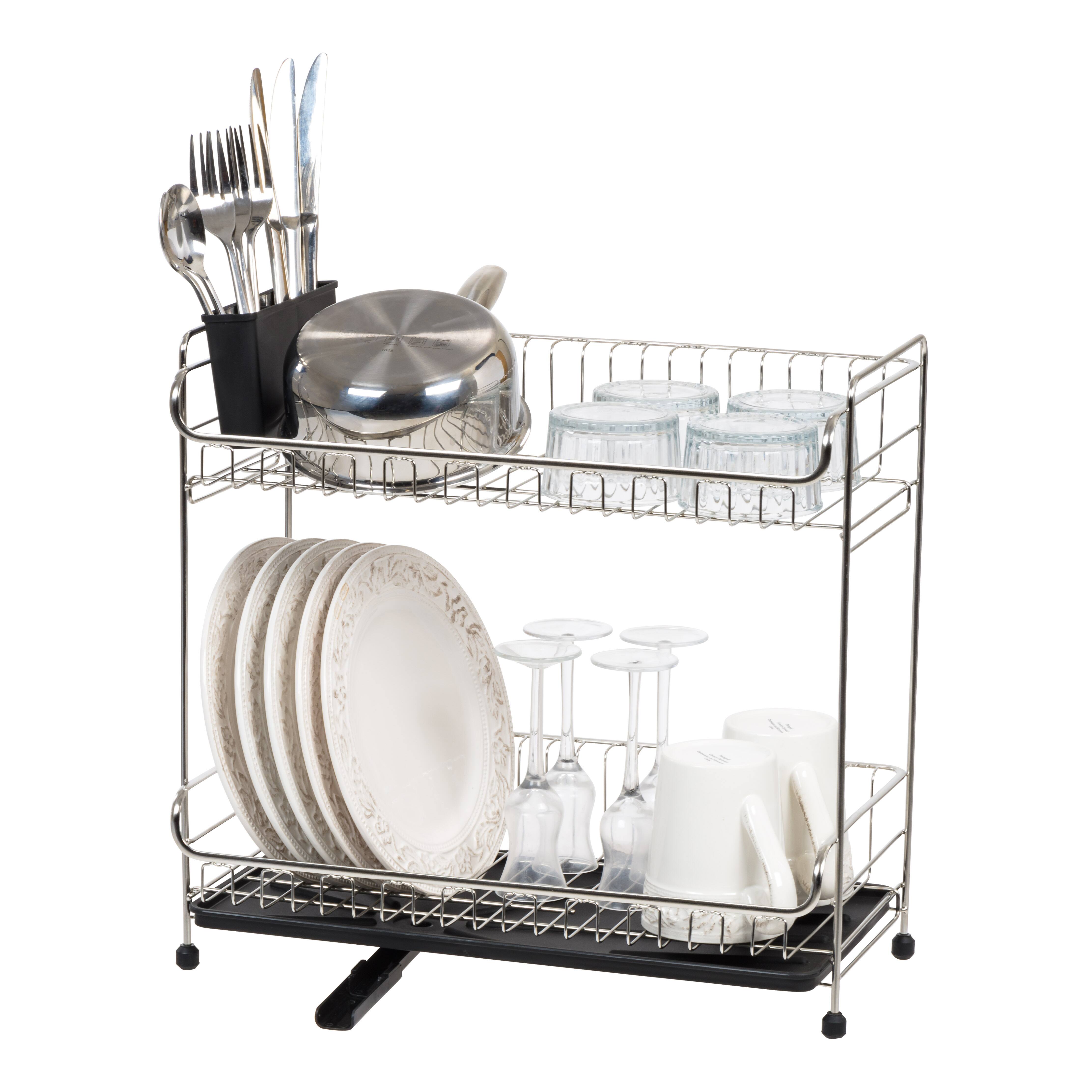 IRIS® 17" Stainless Steel 2-Tier Dish Rack