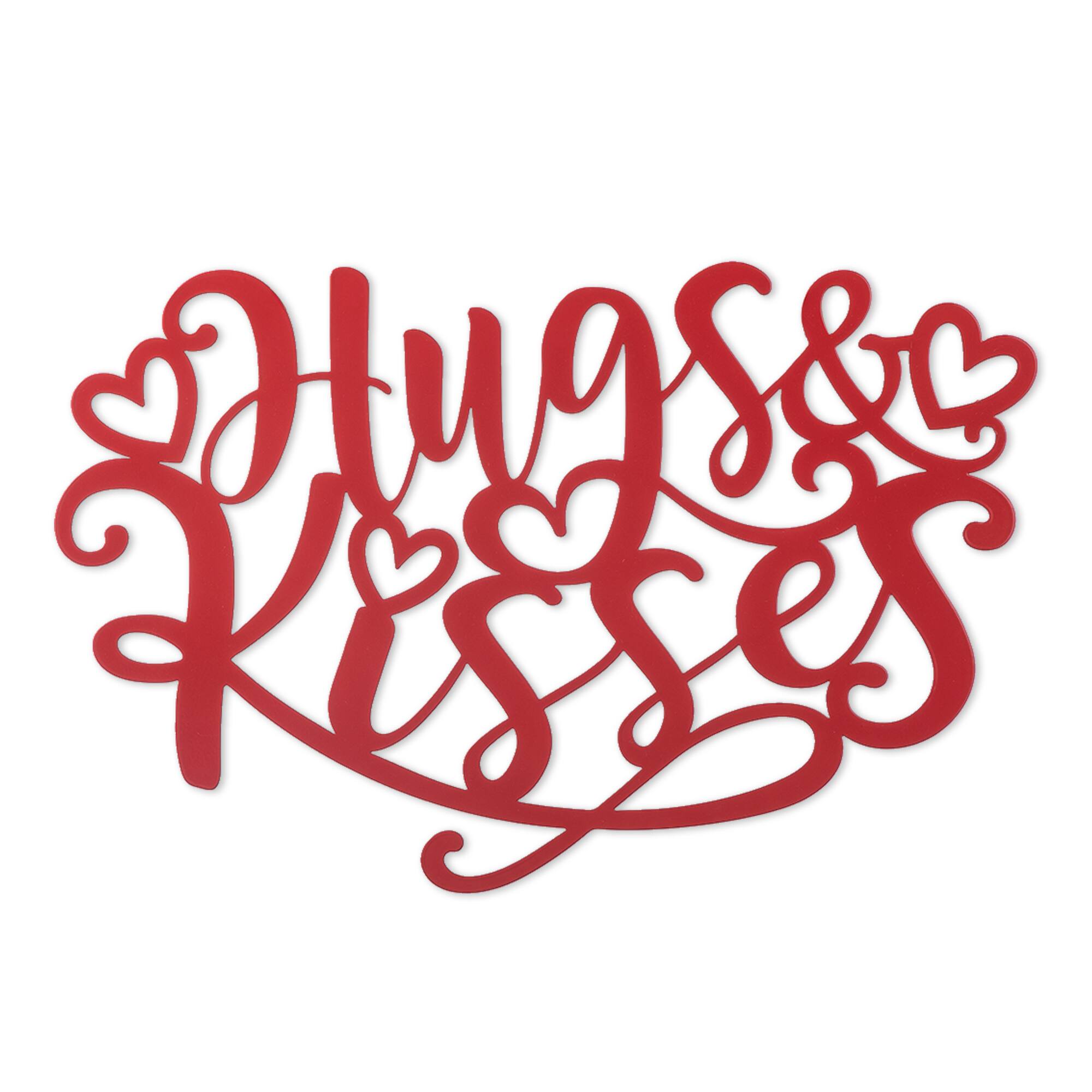Glitzhome® 17.75" Valentine's Metal "Hugs & Kisses" Wall Décor