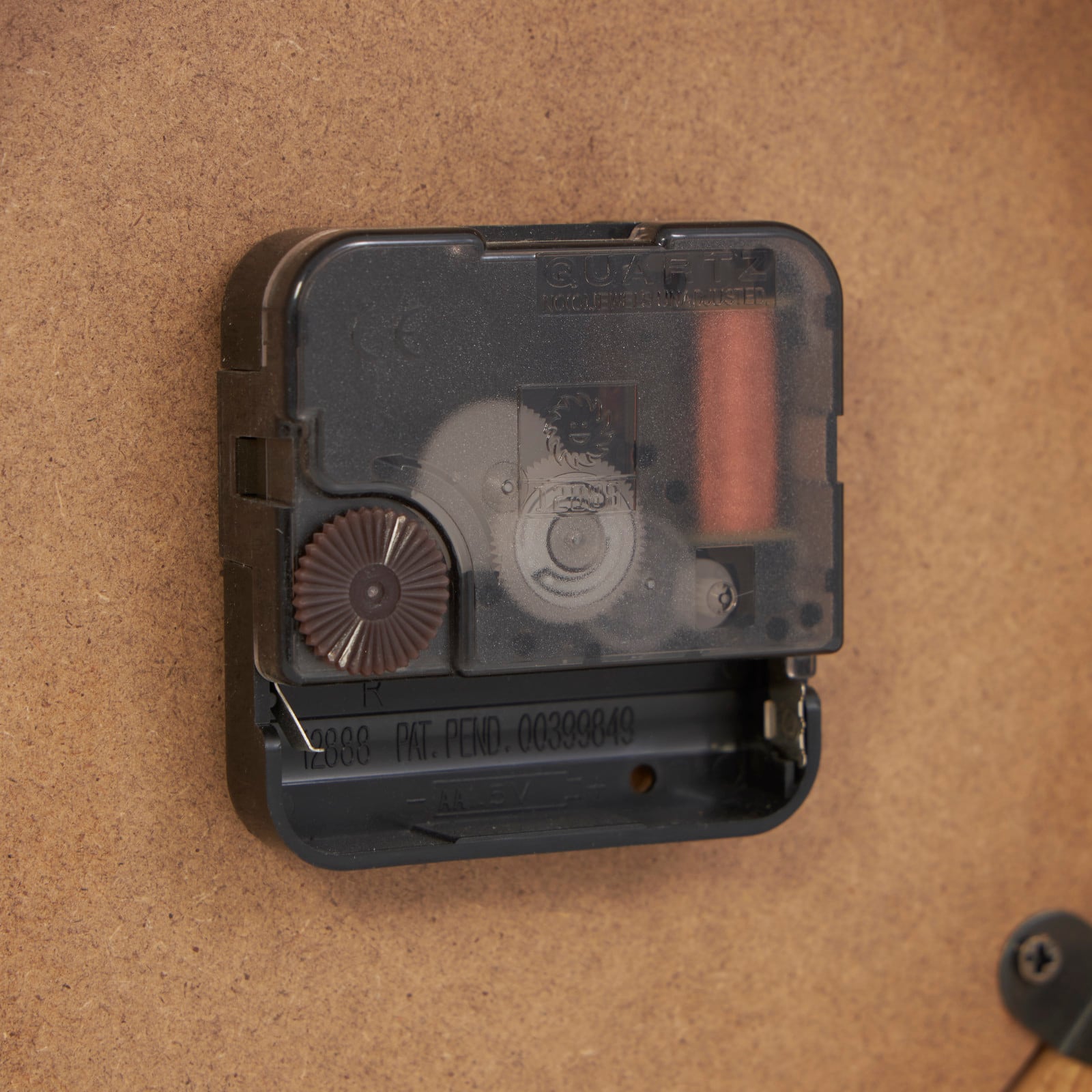 10" Light Brown Wood Clock with Curved Black Metal Stand & Ball Details