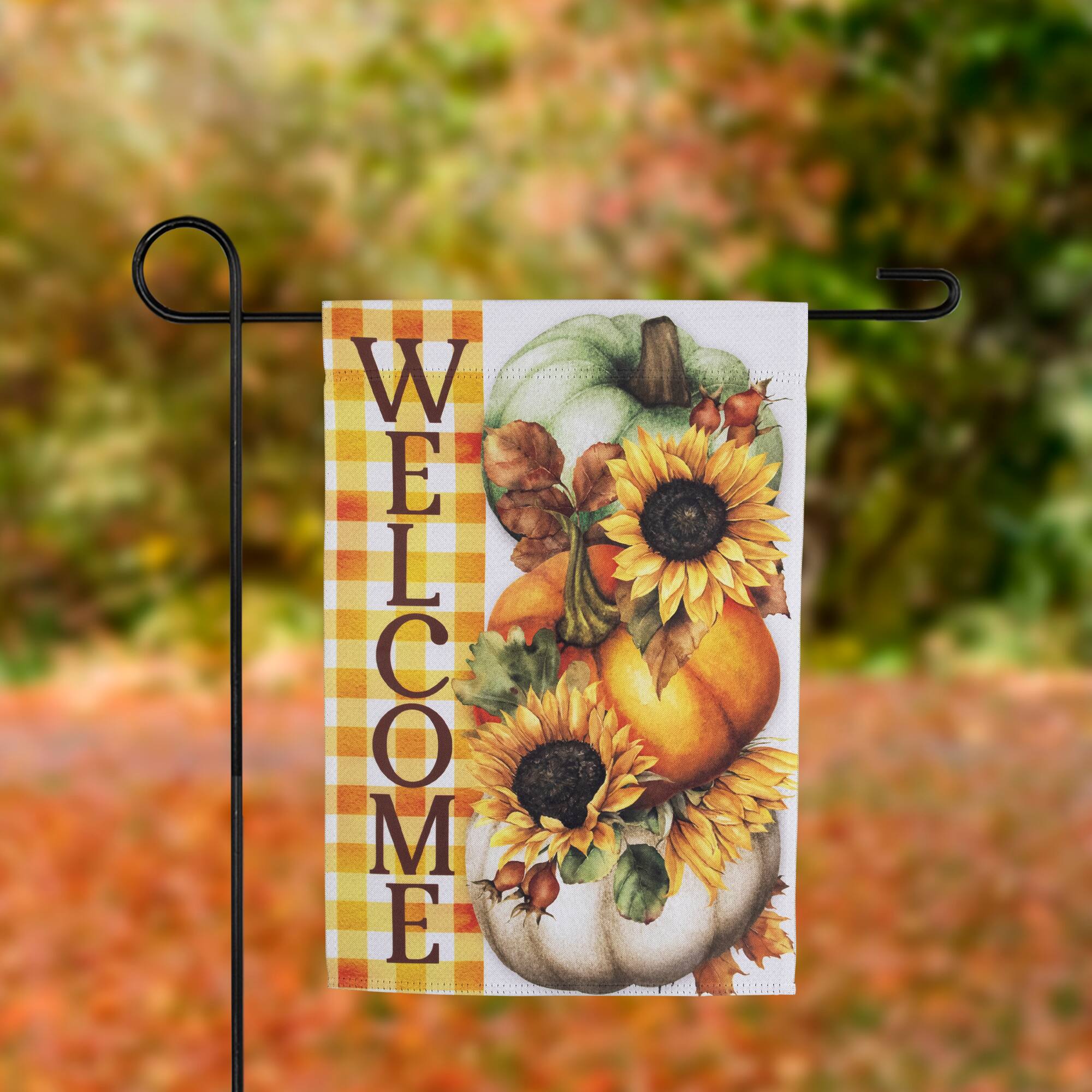 18" x 12.5" Pumpkins & Sunflowers Welcome Fall Harvest Outdoor Garden Flag