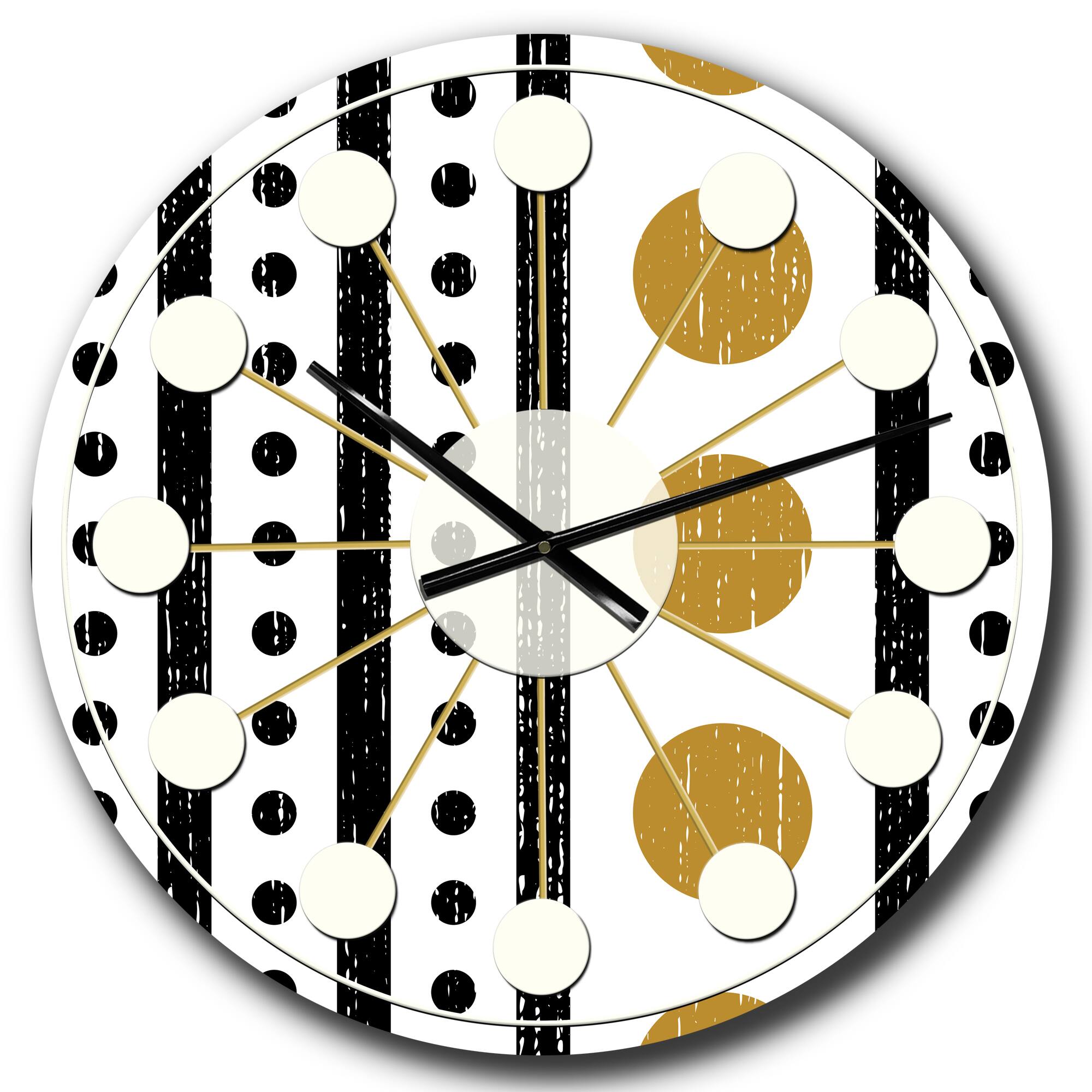 Designart &#x27;Retro Geometrical Abstract Minimal Pattern Vi Mid-Century Modern Wall Clock