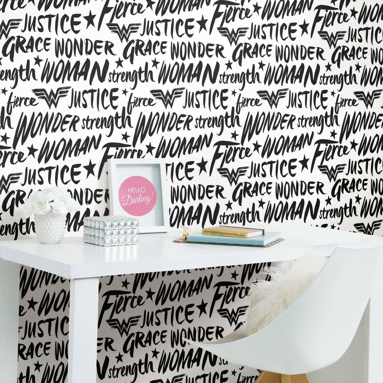 RoomMates Wonder Woman Script Peel & Stick Wallpaper