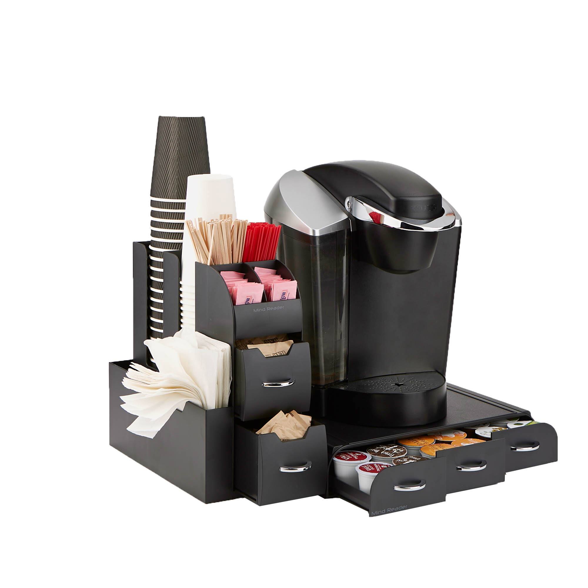 Mind Reader 2-Piece Single Serve Coffee Pod Drawer and Condiment Organizer Caddy Station