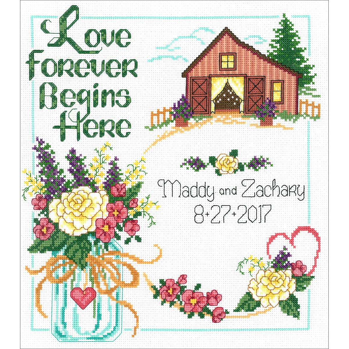 Set of 2 Current Cross Stitch Kits w/Hoops Love is Homegrown