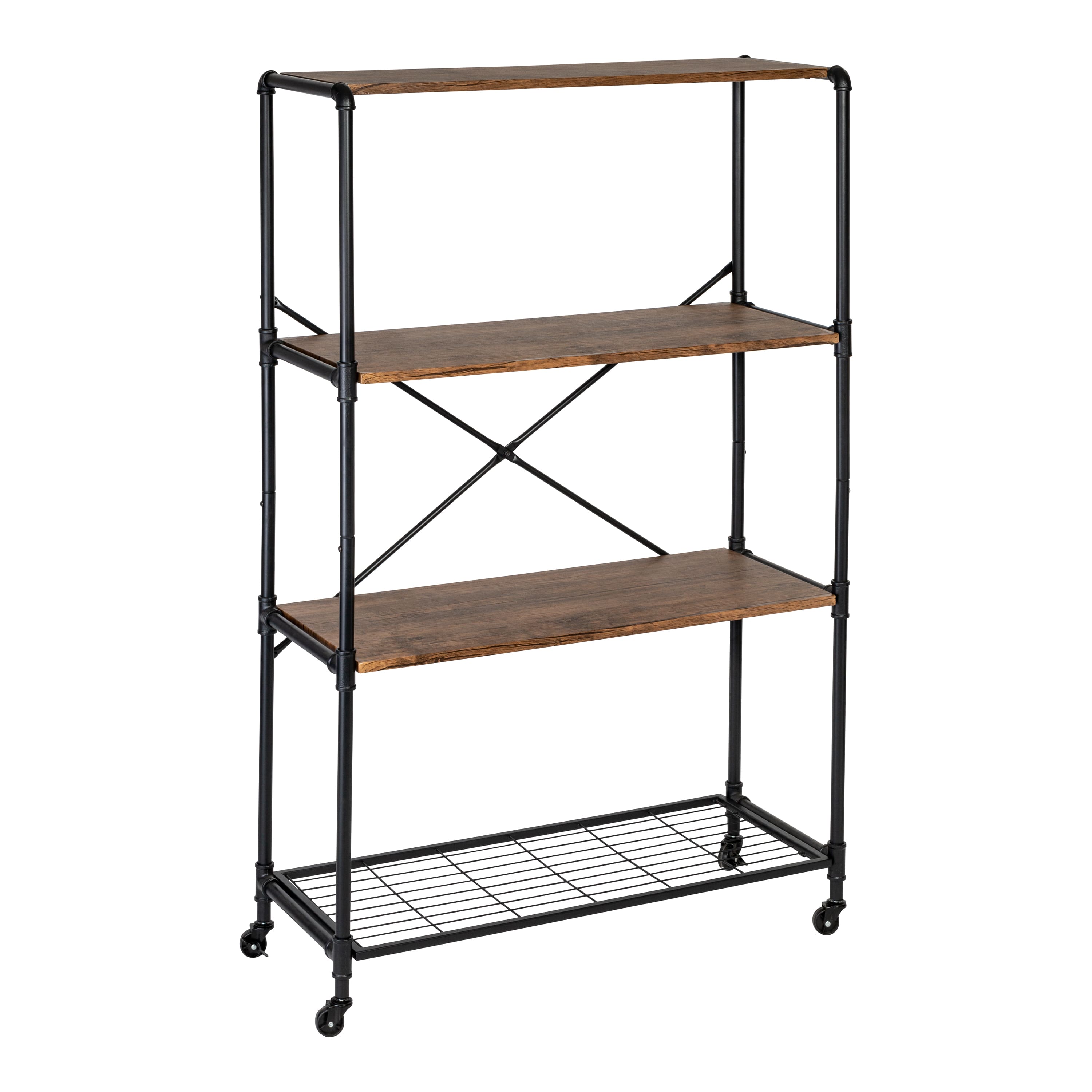 Honey Can Do 4-Tier Industrial Rolling Bookshelf