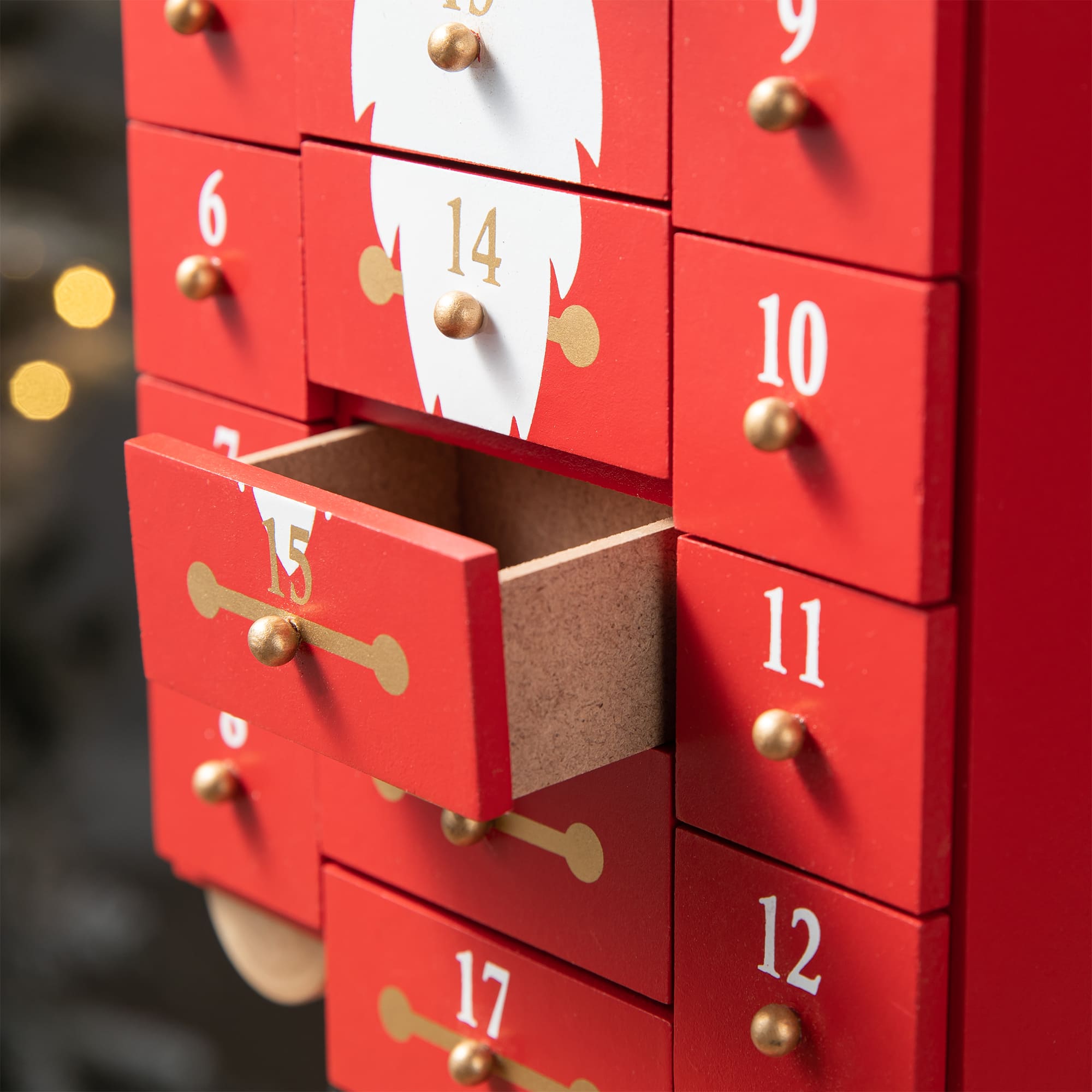 Glitzhome&#xAE; 17.25&#x27;&#x27; Wooden Christmas Nutcracker Countdown Calendar D&#xE9;cor with Drawer