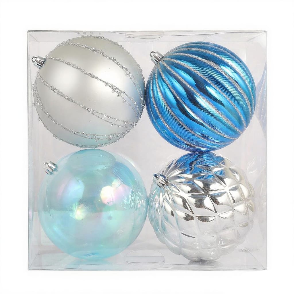 Assorted 4 Pack 4.7&#x22; Blue &#x26; Silver Shatterproof Ball Ornaments, 1pc. by Ashland&#xAE;