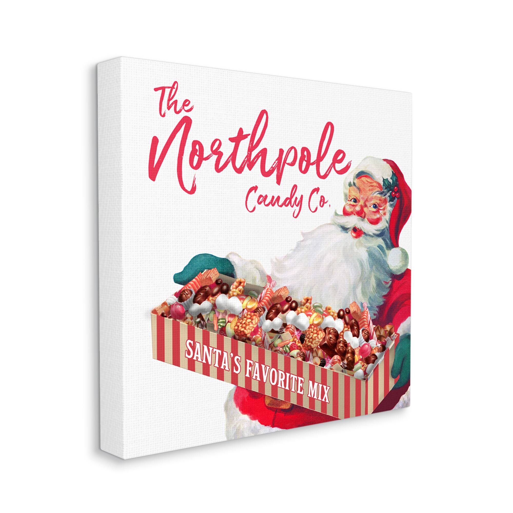 Stupell Industries Vintage Northpole Candy Santa Claus Canvas Wall Art