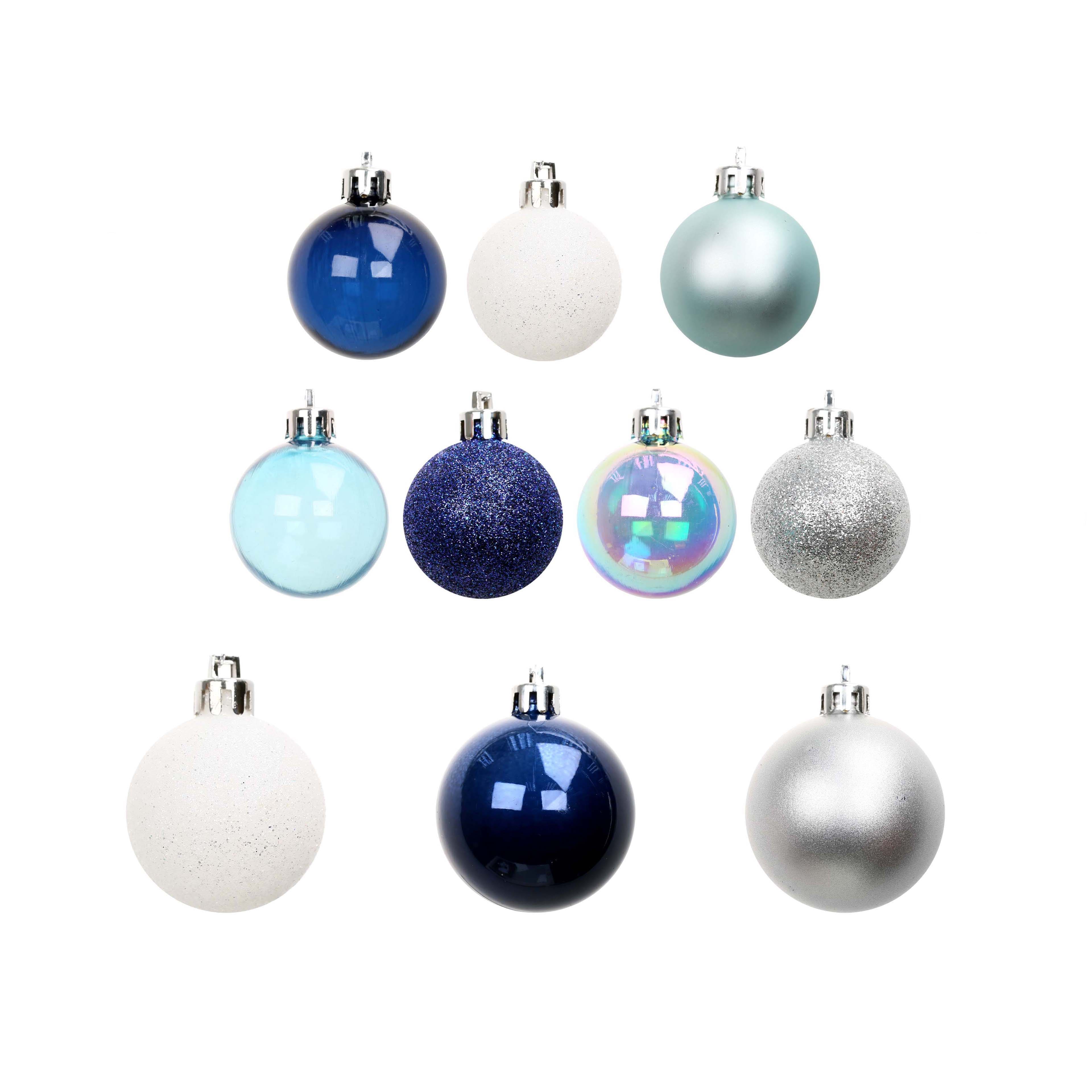 100 Pack Blue &#x26; Silver Shatterproof Ball Ornaments by Ashland&#xAE;