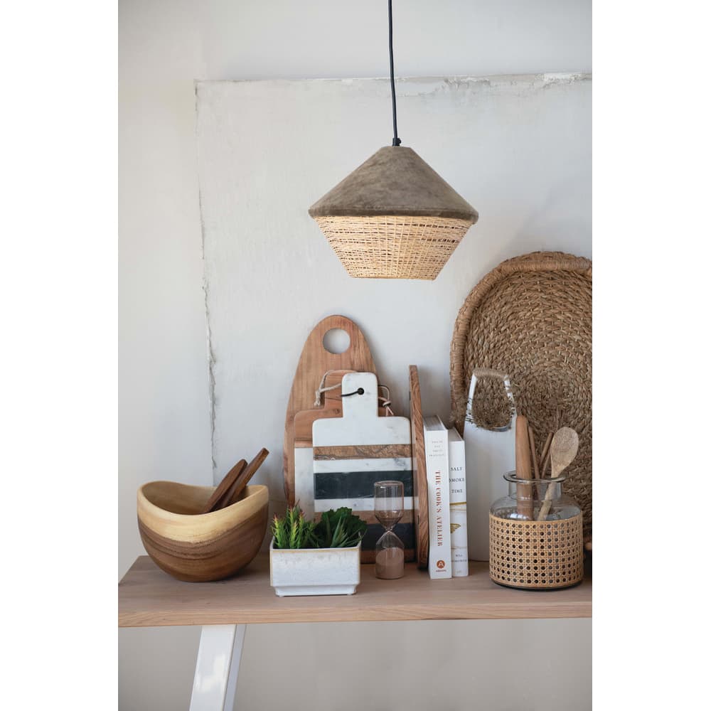 Hello Honey® Decorative Handwoven Oval Seagrass and Rattan Trays with Handles Set