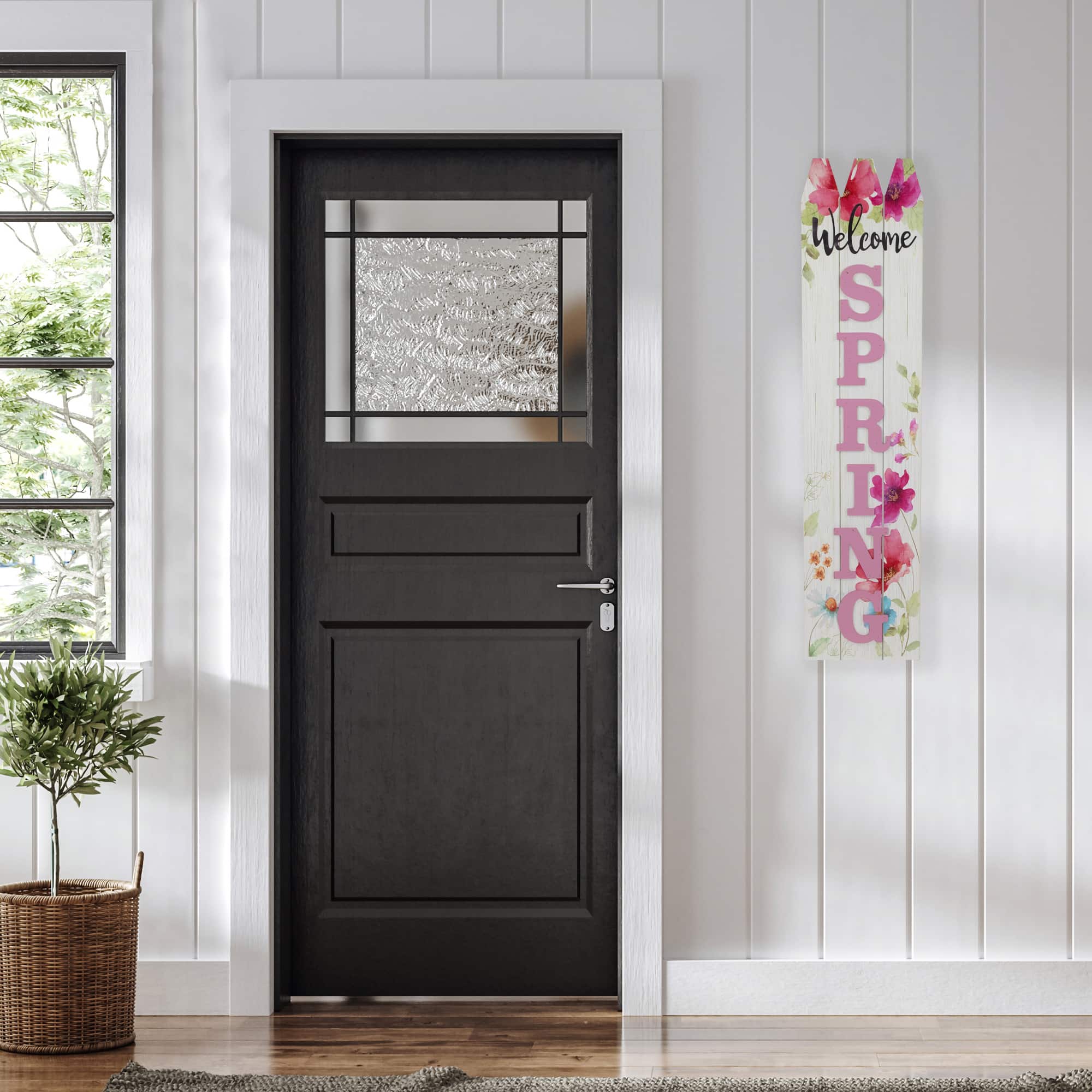 40&#x22; Welcome Spring Floral Outdoor Porch Board Sign Decoration