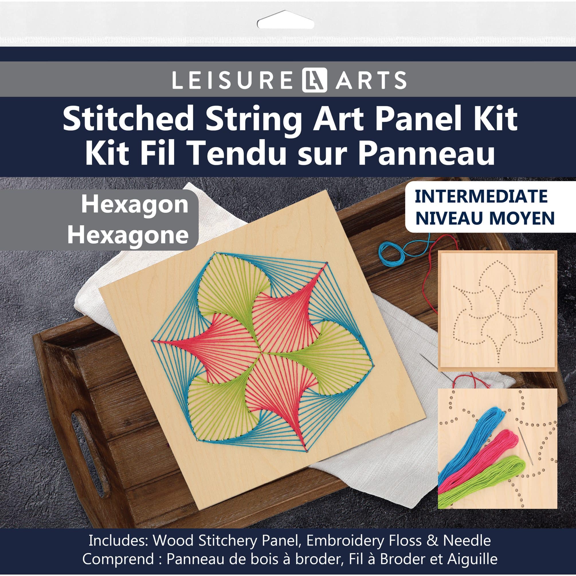 Leisure Arts&#xAE; Intermediate Hexagon Stitched String Art Panel Kit