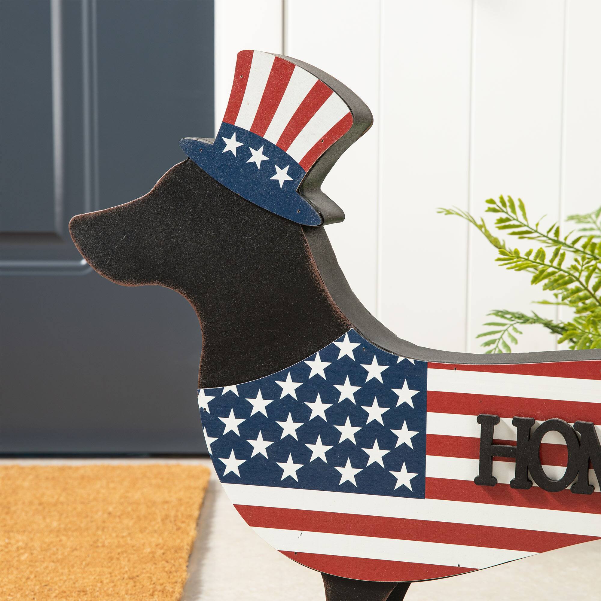 Glitzhome&#xAE; 24.5&#x22; Patriotic Double-Sided HOME/WELCOME Dachshund D&#xE9;cor