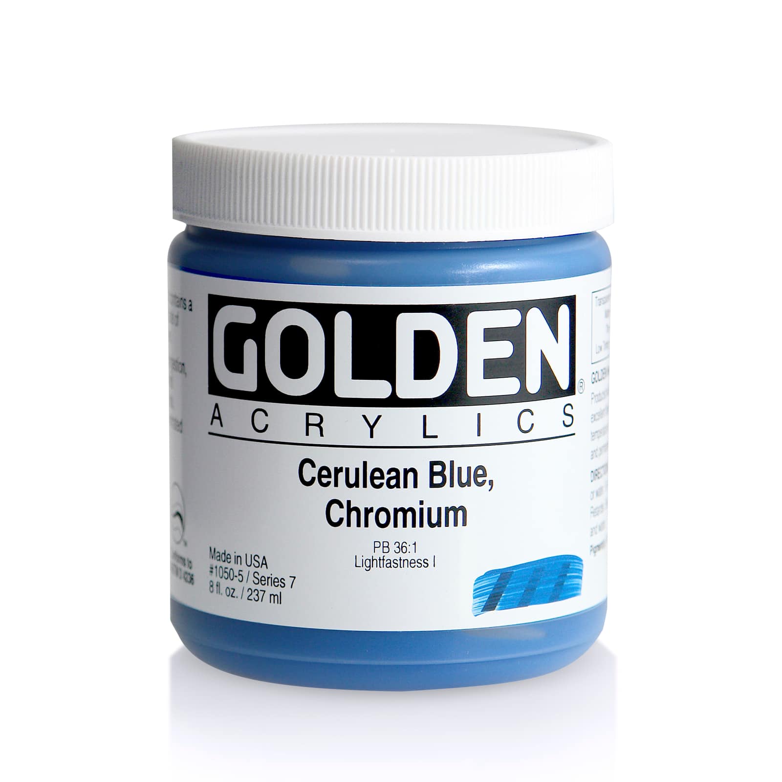 Golden Heavy Body Acrylic Paint, 8 oz in Cerulean Blue Chromium