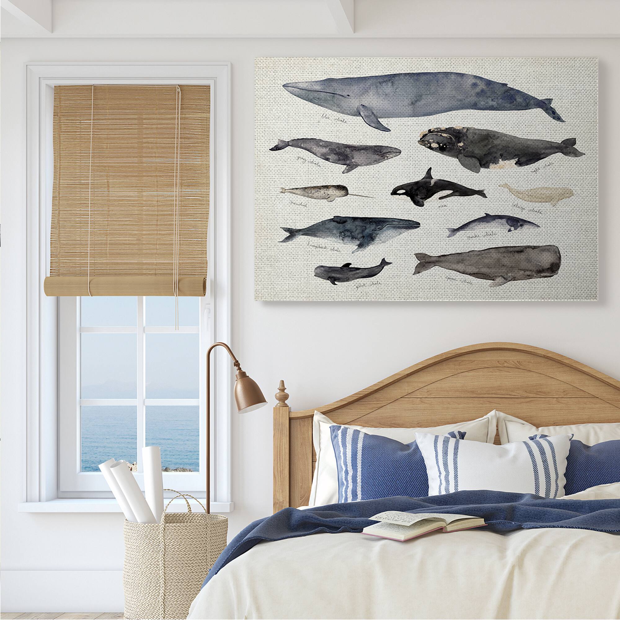 Stupell Industries Vintage Nautical Chart of Whales Ocean Life Canvas Wall Art