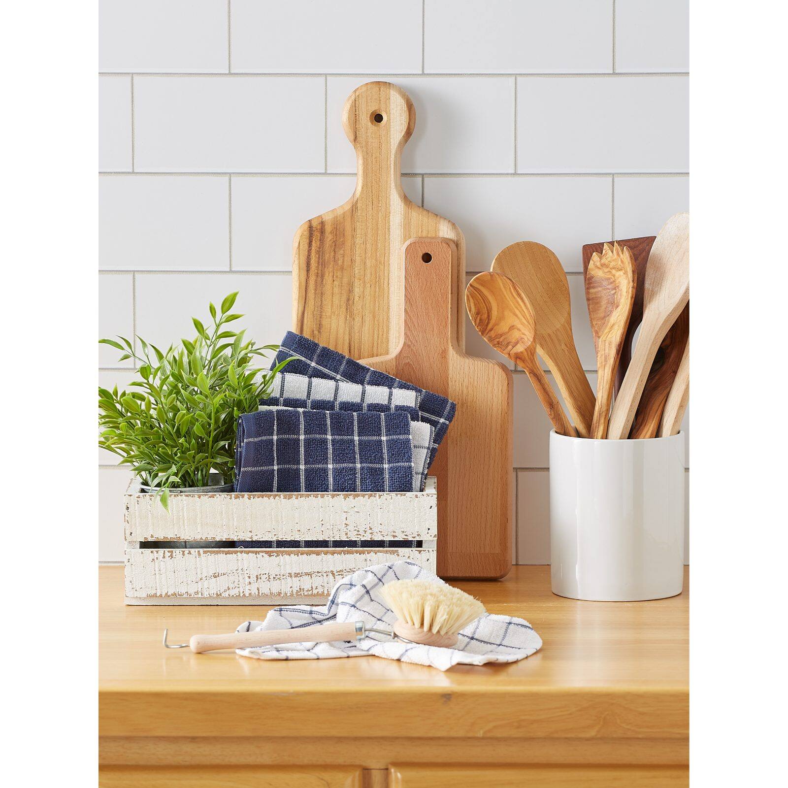 DII® French Blue Combo Windowpane Dishcloths, 6ct.