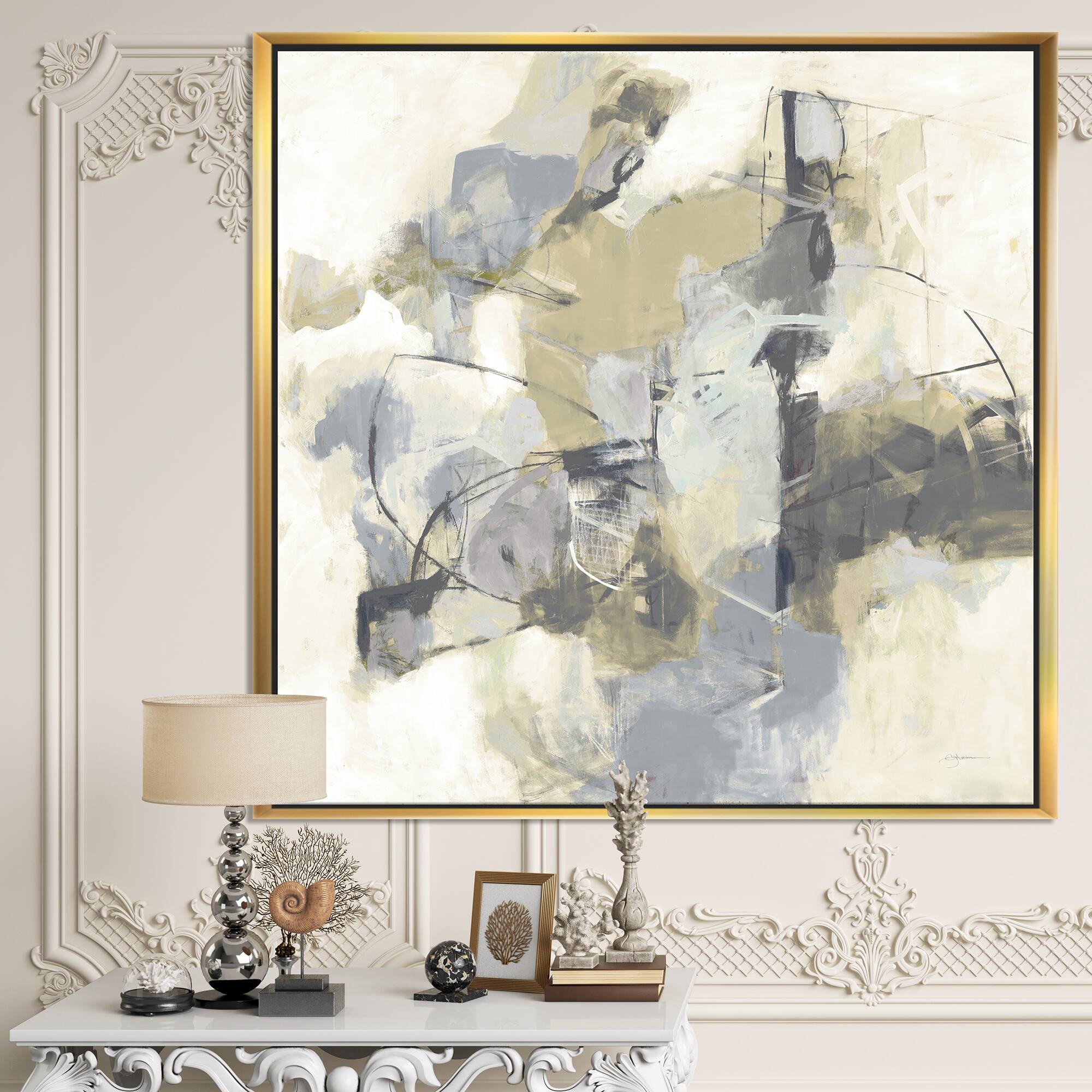 Designart - Glam Cream Dream III - Modern & Contemporary Framed Canvas