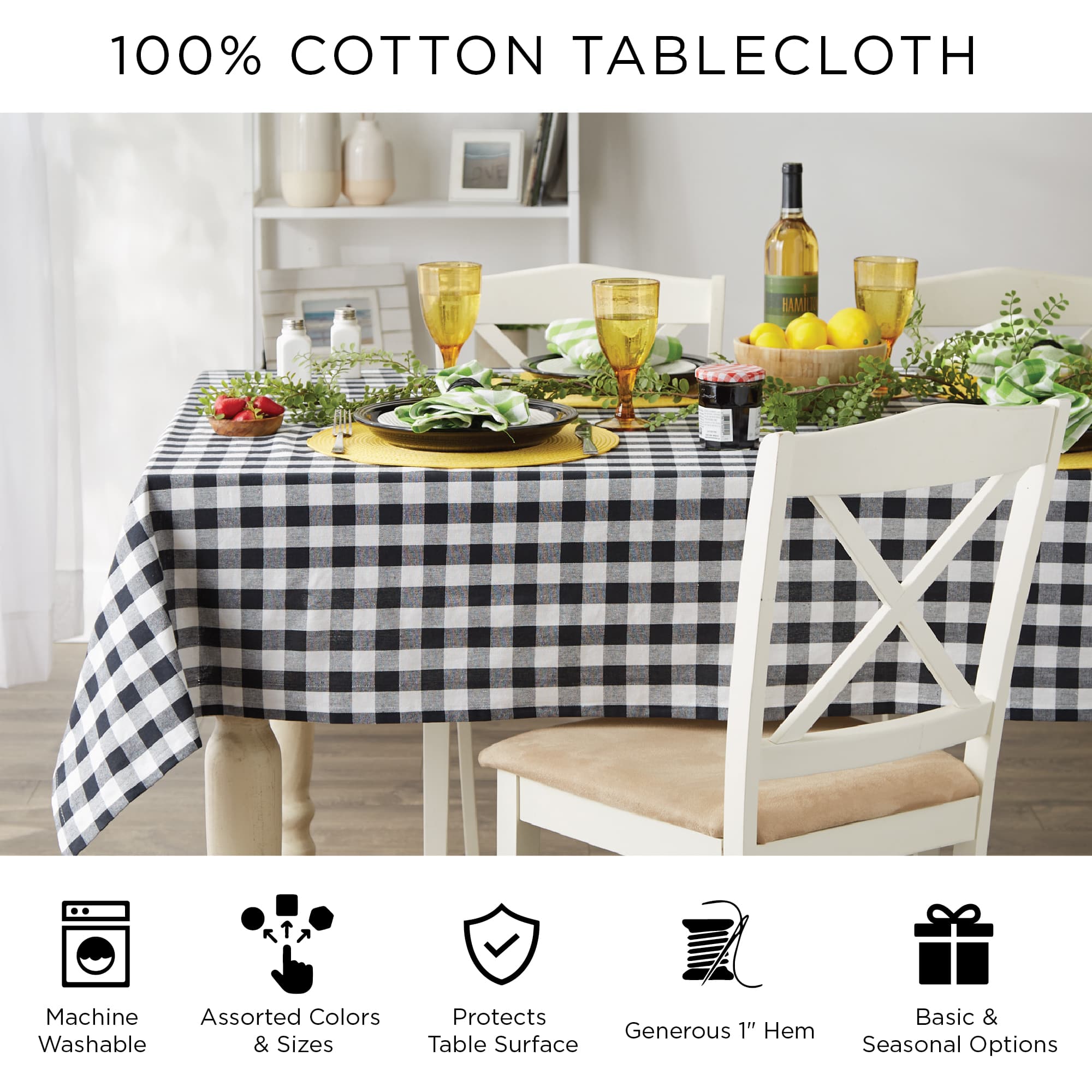 DII&#xAE; 52&#x22; Heritage Holiday Sprigs Printed Tablecloth