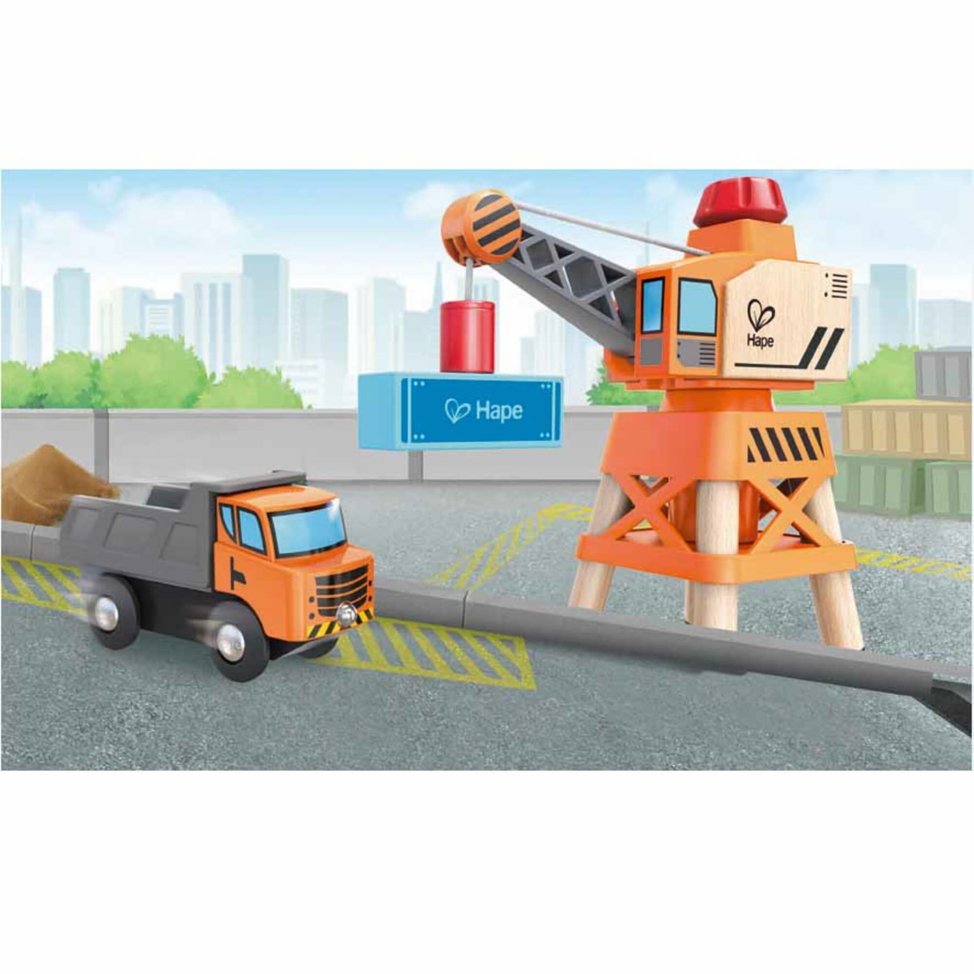 Hape Large Boom Crane & Truck Set