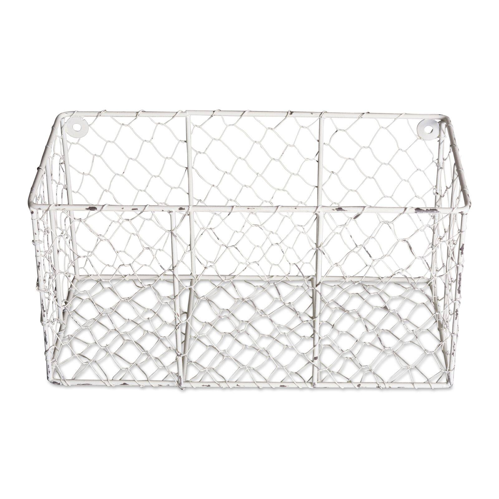 DII® Antique White Wall Mount Chicken Wire Basket Set