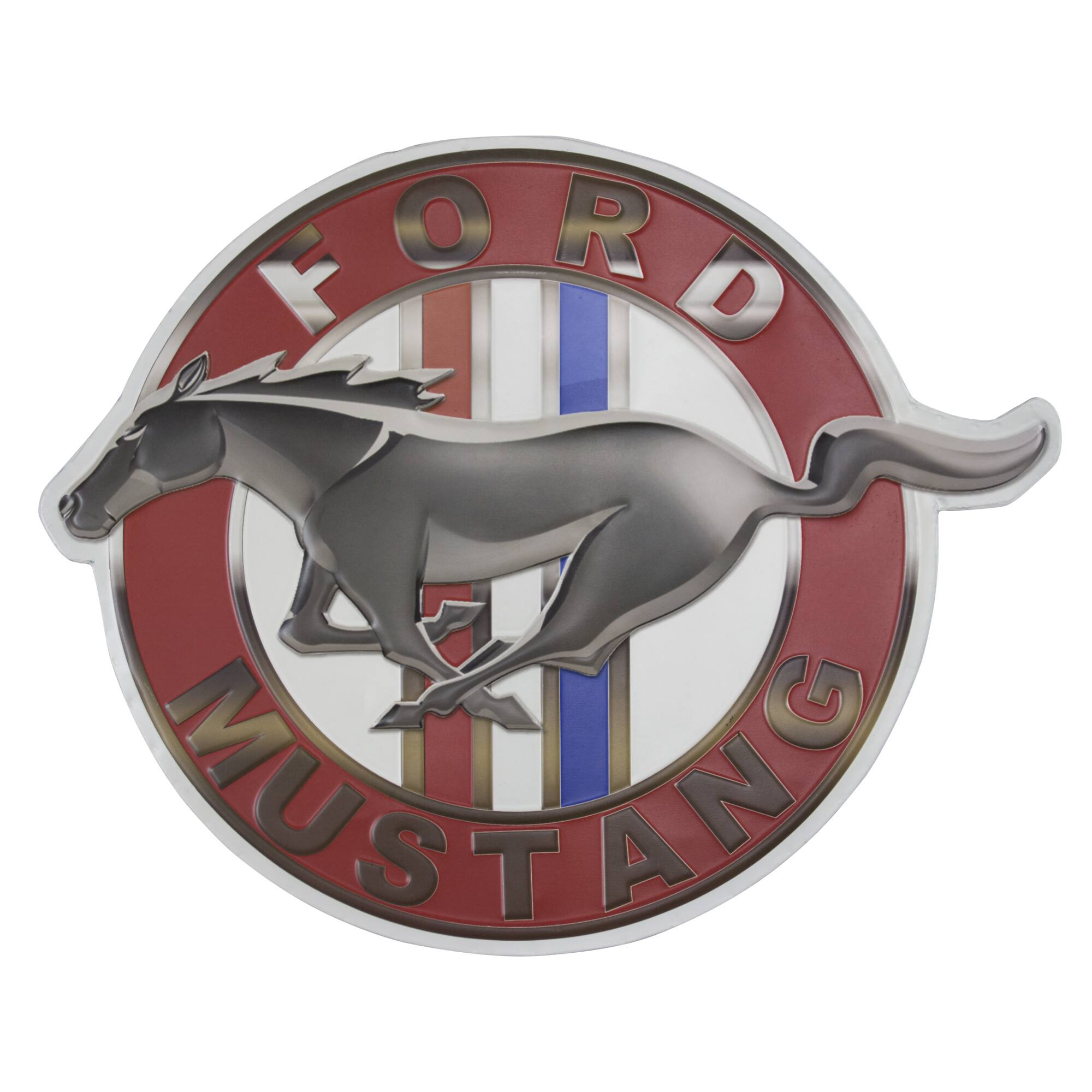 Vintage Ford Mustang Logo Embossed Metal Sign
