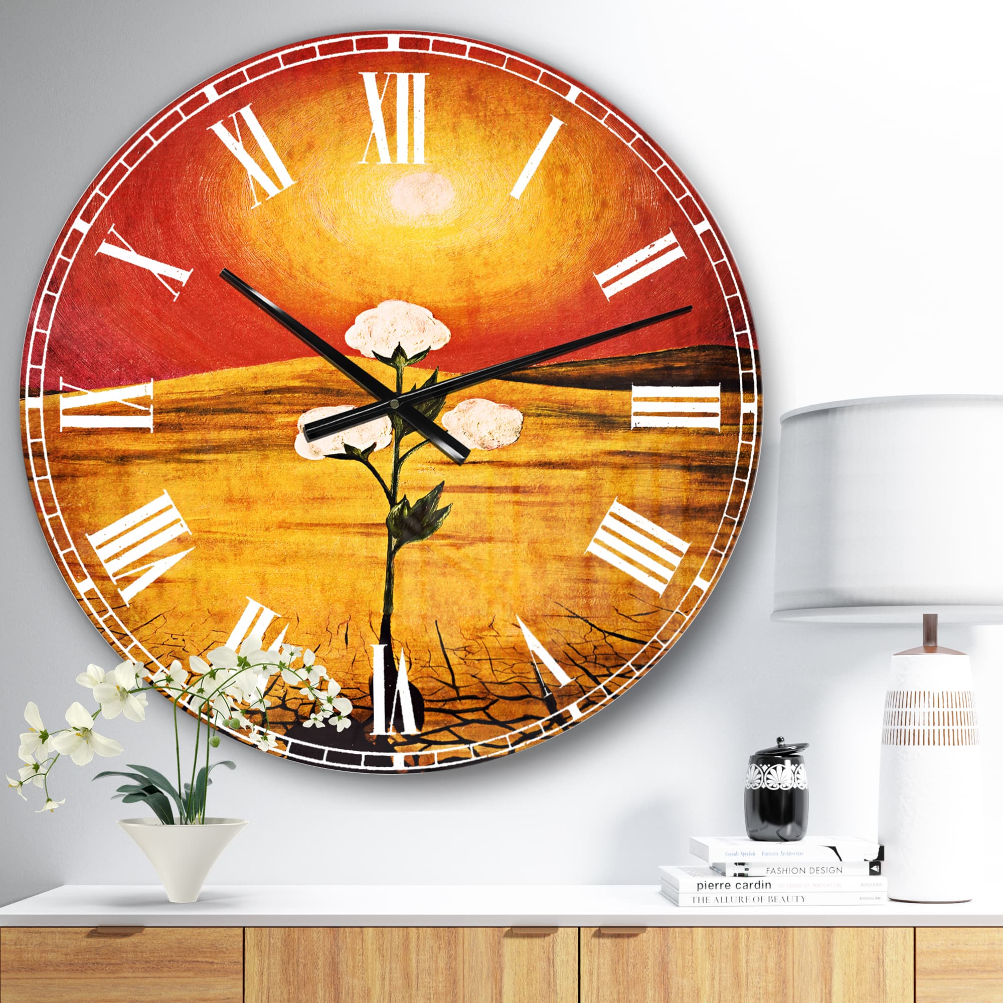 Designart 'Bright Sun In Flower Traditional Wall Clock