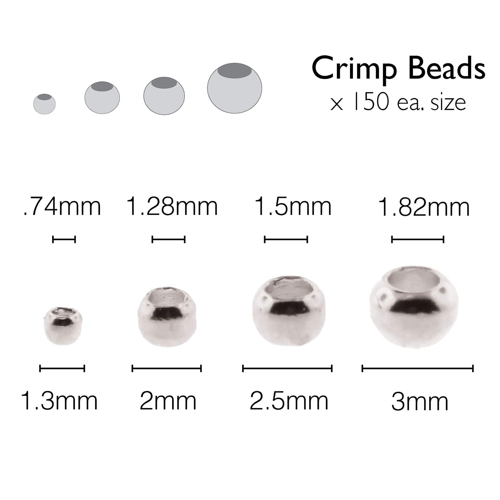 The Beadsmith&#xAE; Assorted Silver Plated Crimp Beads, 600ct.