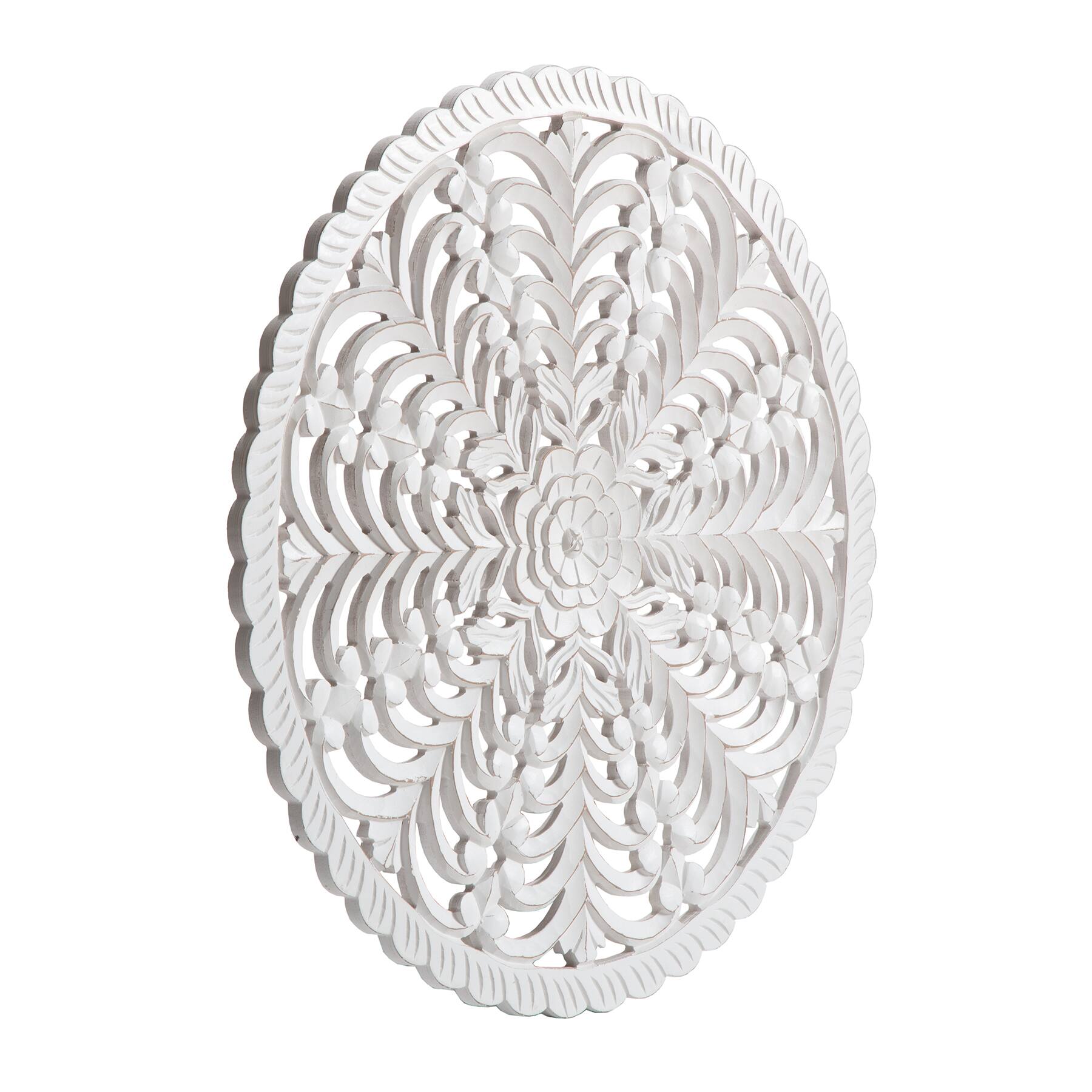 Habitat Lottie White Round Wood Wall Medallion
