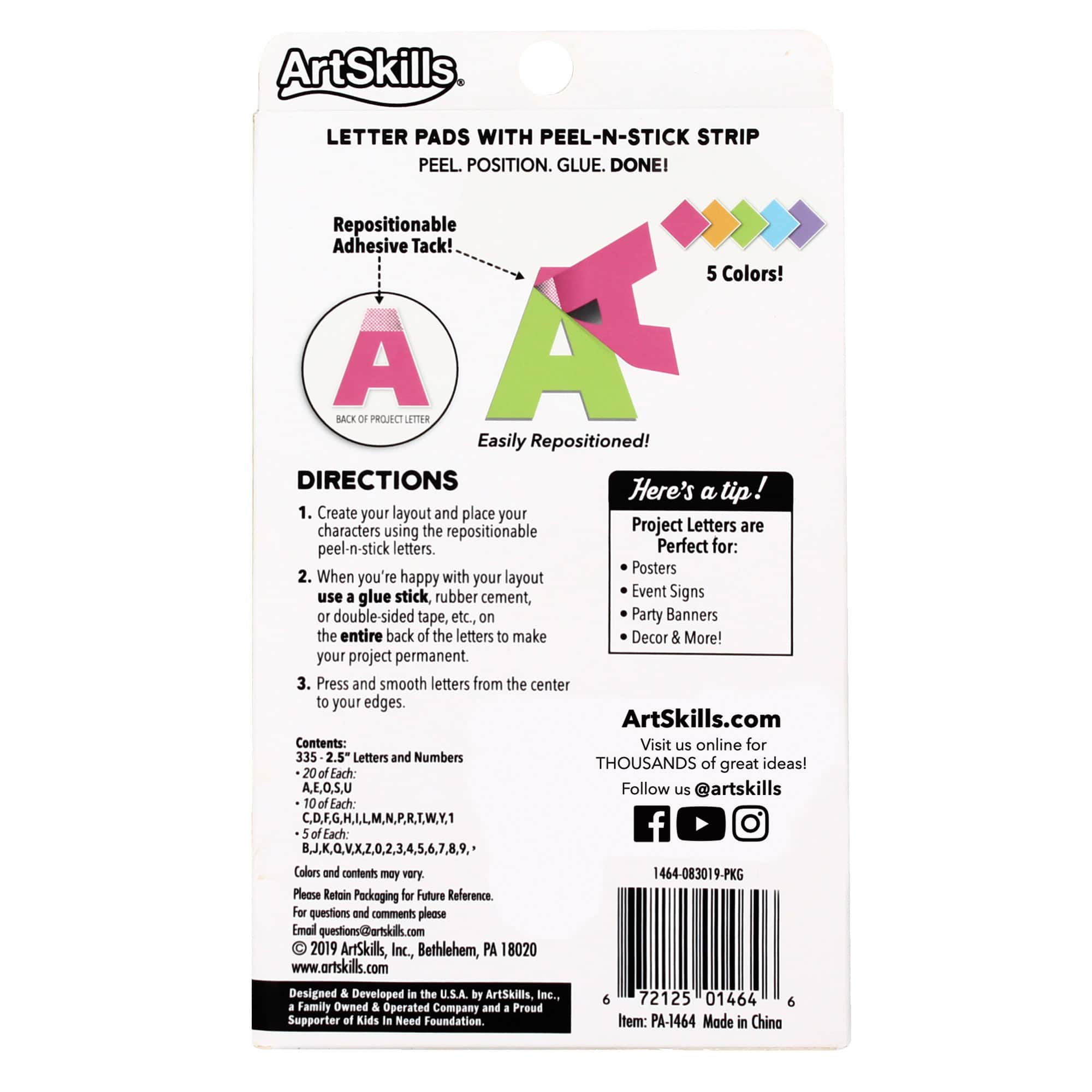 ArtSkills&#xAE; 2.5&#x22; Neon 335 Piece Paper Poster Letter Set