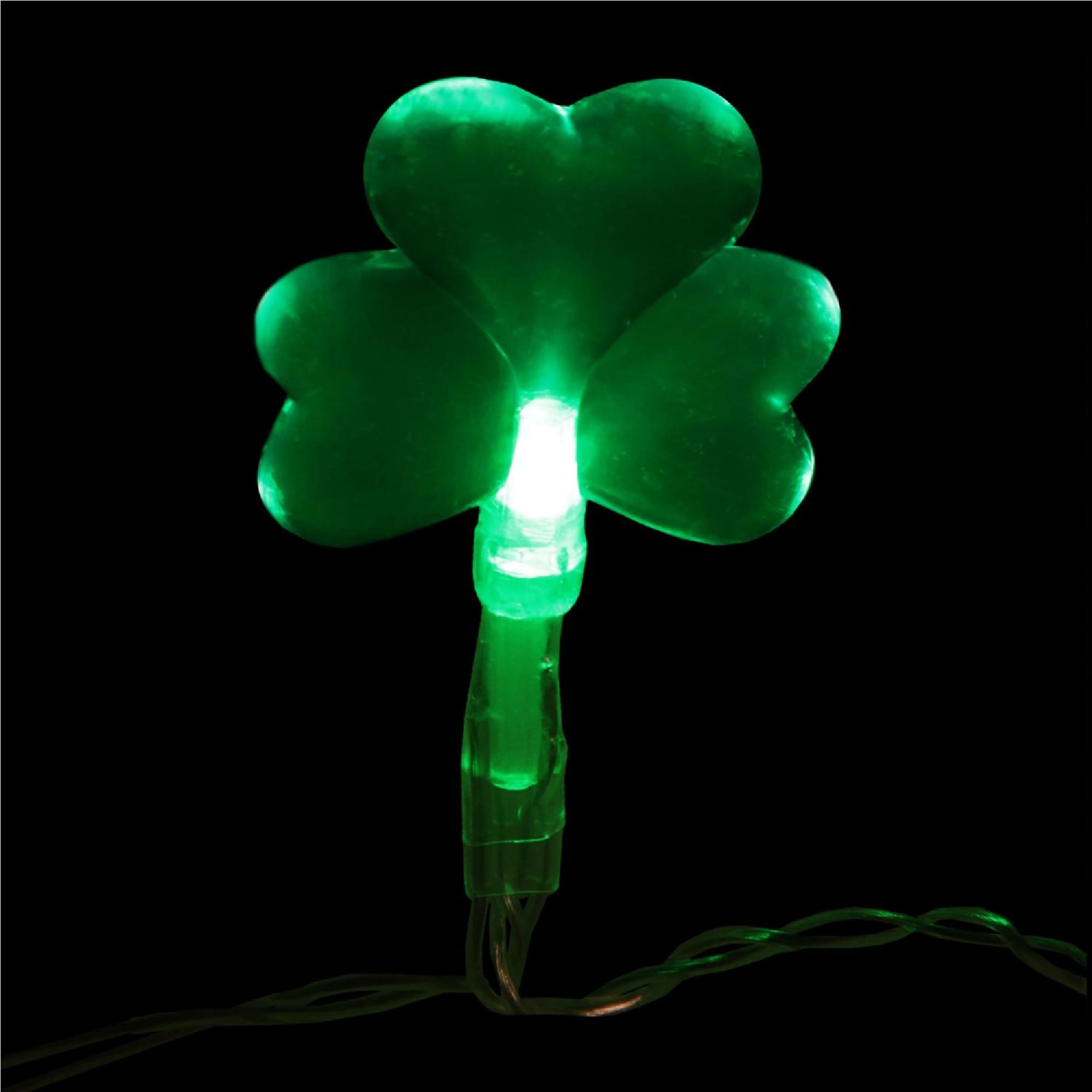 20ct. Green Mini LED with Timer St Patrick's Day Shamrock String Lights