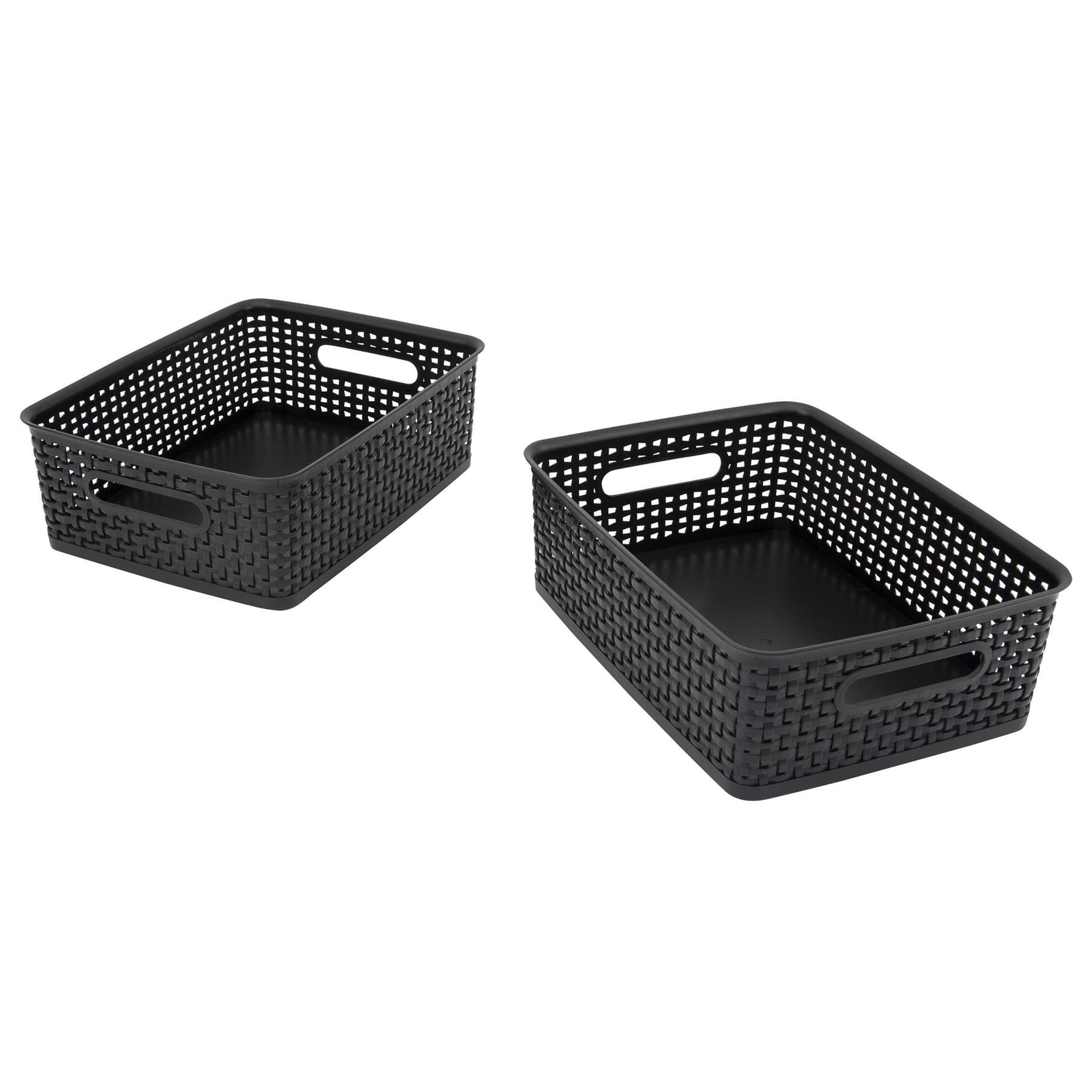 Advantus® Medium Black Plastic Weave Bin, 2ct.