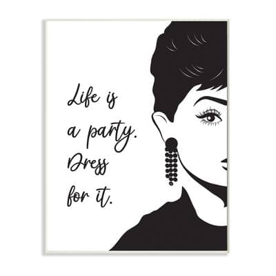 Stupell Industries Life’s a Party Dress For It Audrey Portrait in Black/White | 13″ x 19″ | Michaels